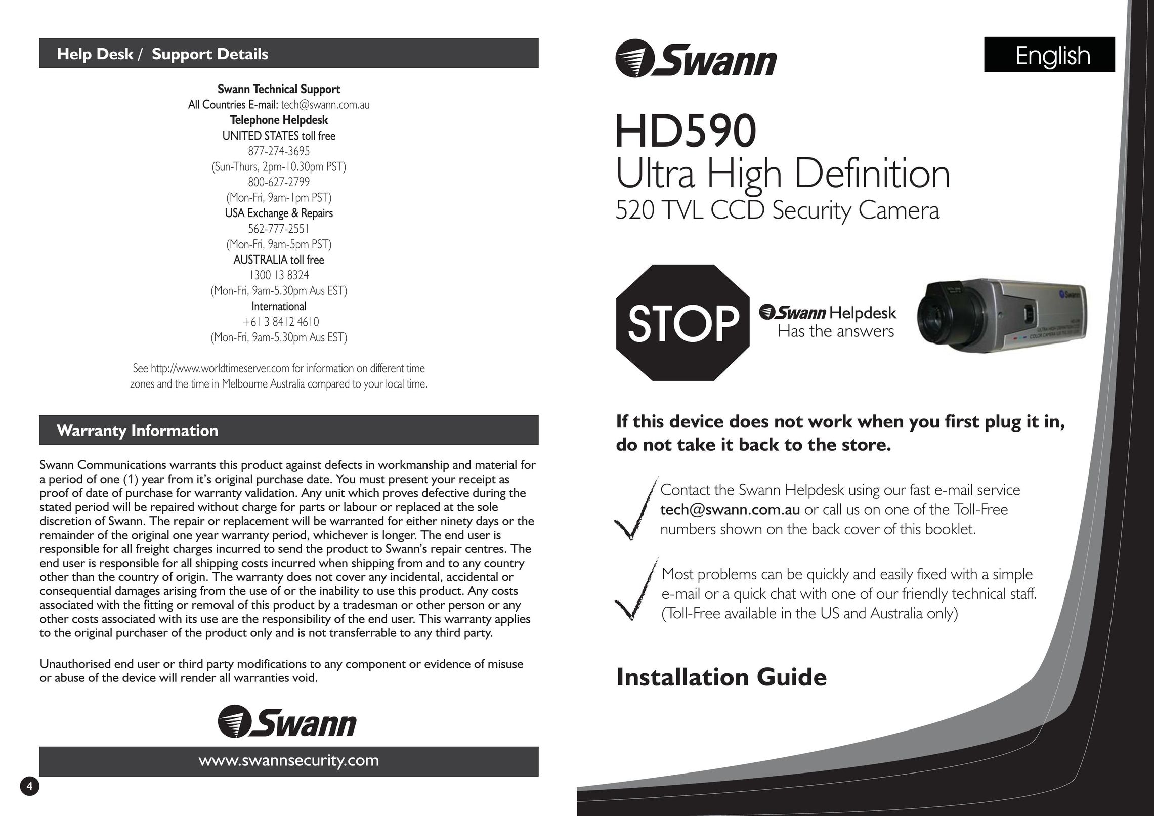 Swann Hd590 Home Security System User Manual
