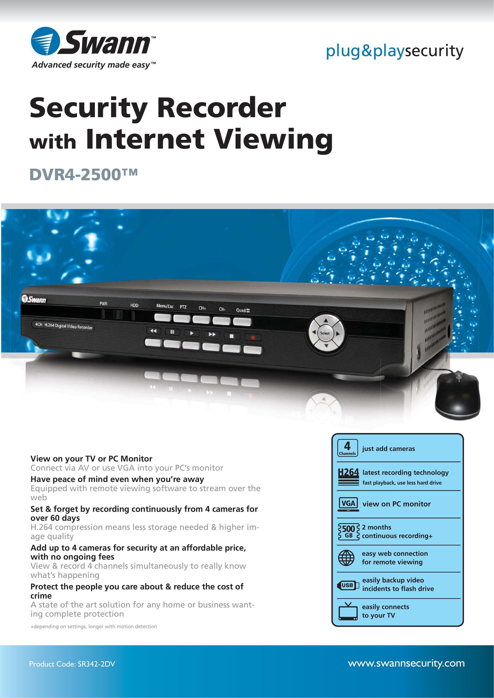 Swann SR342-2DV Home Security System User Manual