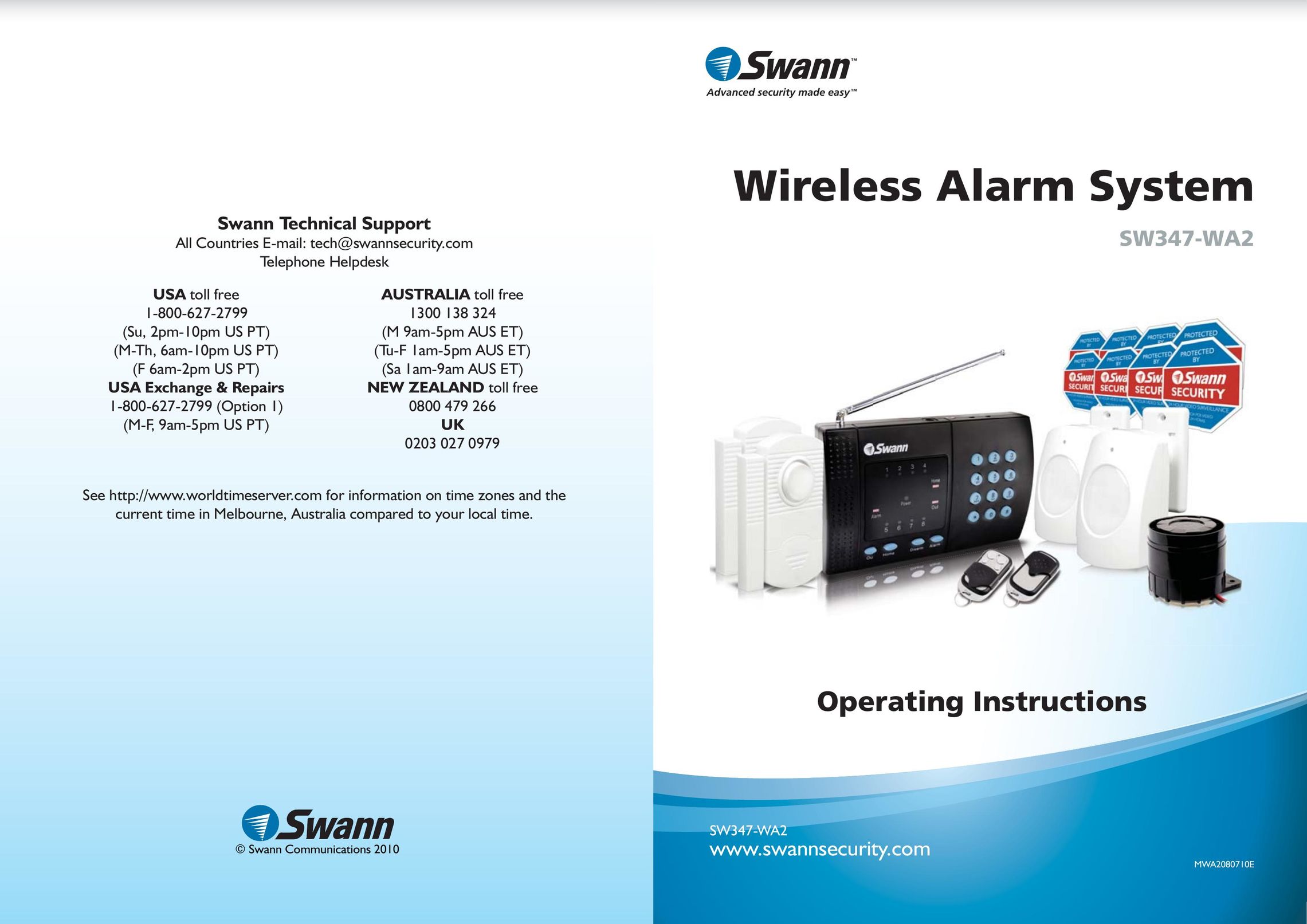 Swann SW347-WA2 Home Security System User Manual