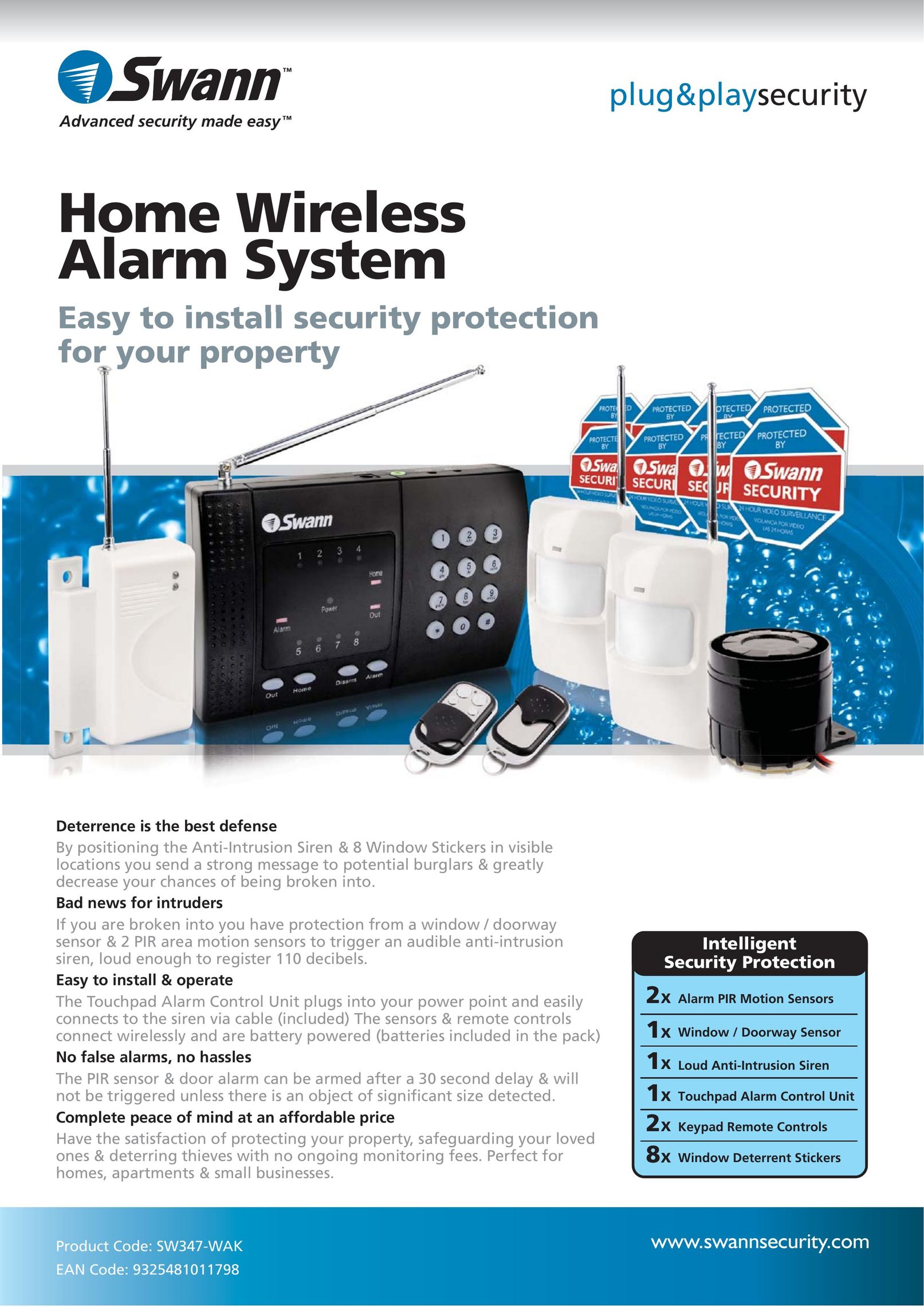 Swann SW347-WAK Home Security System User Manual