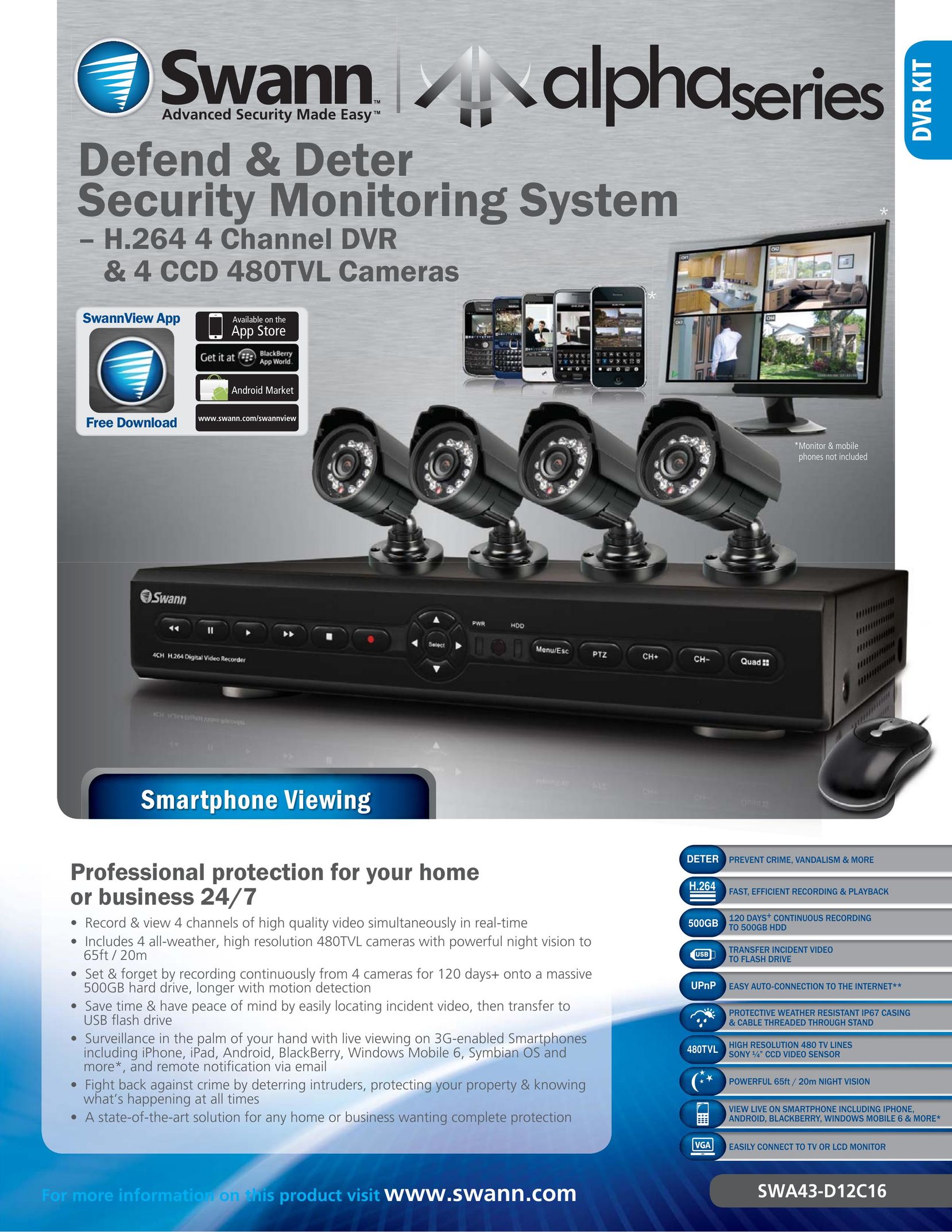 Swann SWA43-D12C16 Home Security System User Manual