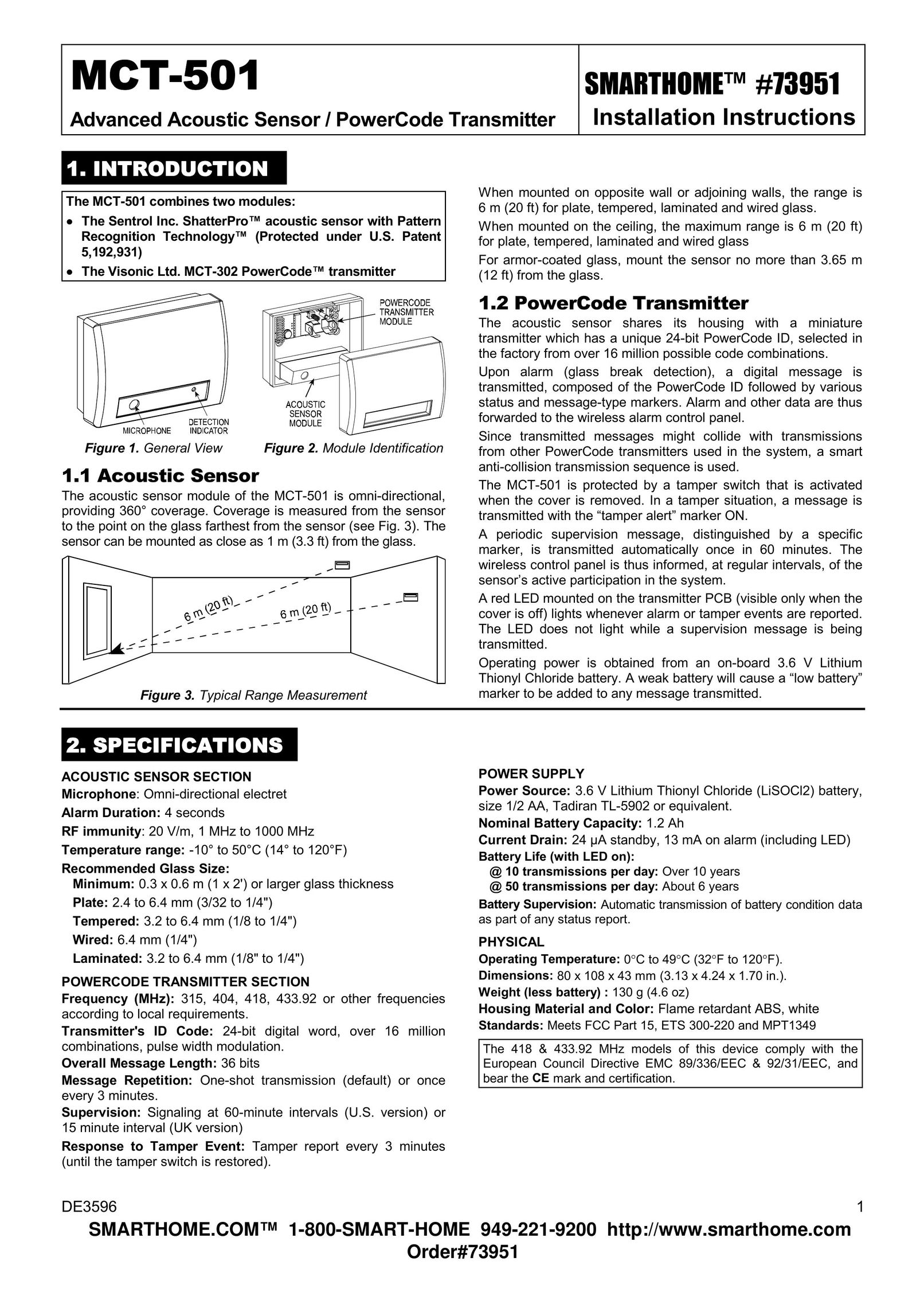 Visonik MCT-501 Home Security System User Manual