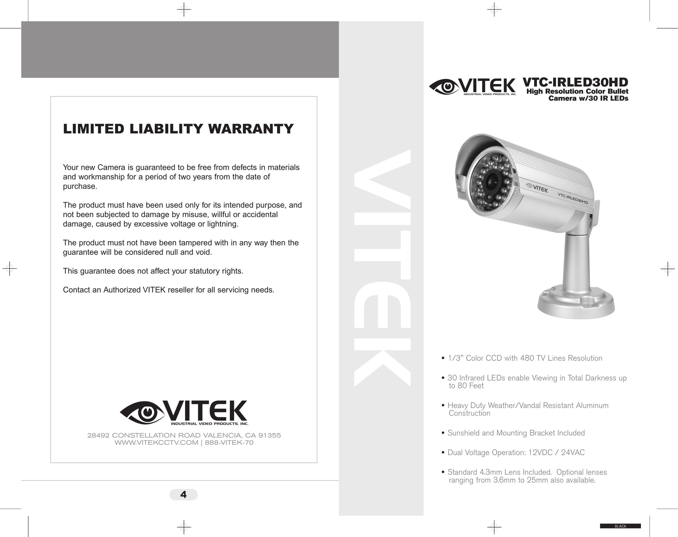 Vivitek VTC-IRLED30HD Home Security System User Manual