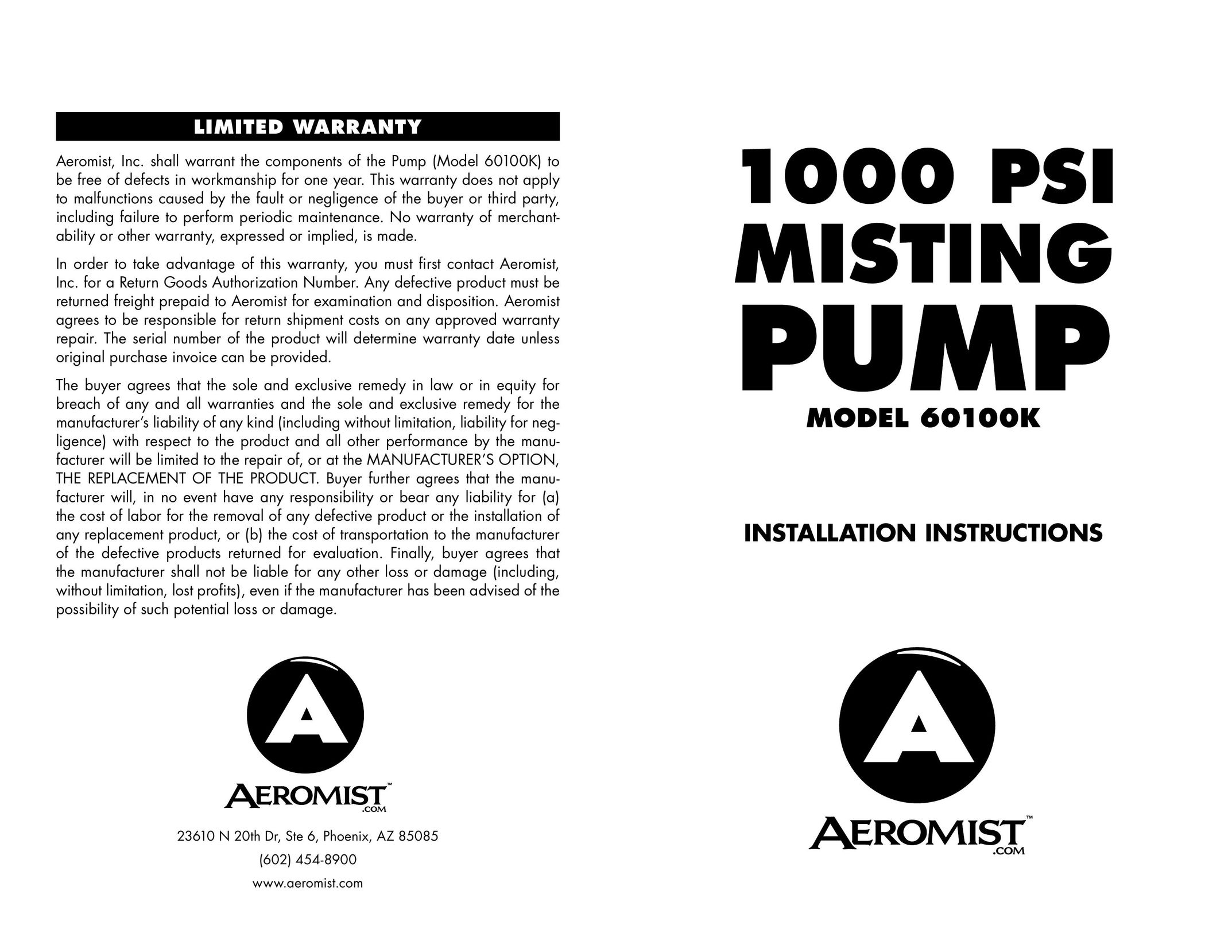 Aero Mist 60100K Humidifier User Manual