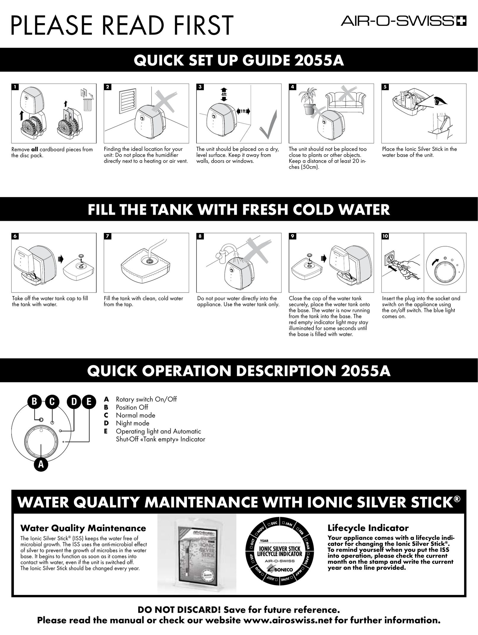 Air-O-Swiss 2055A Humidifier User Manual