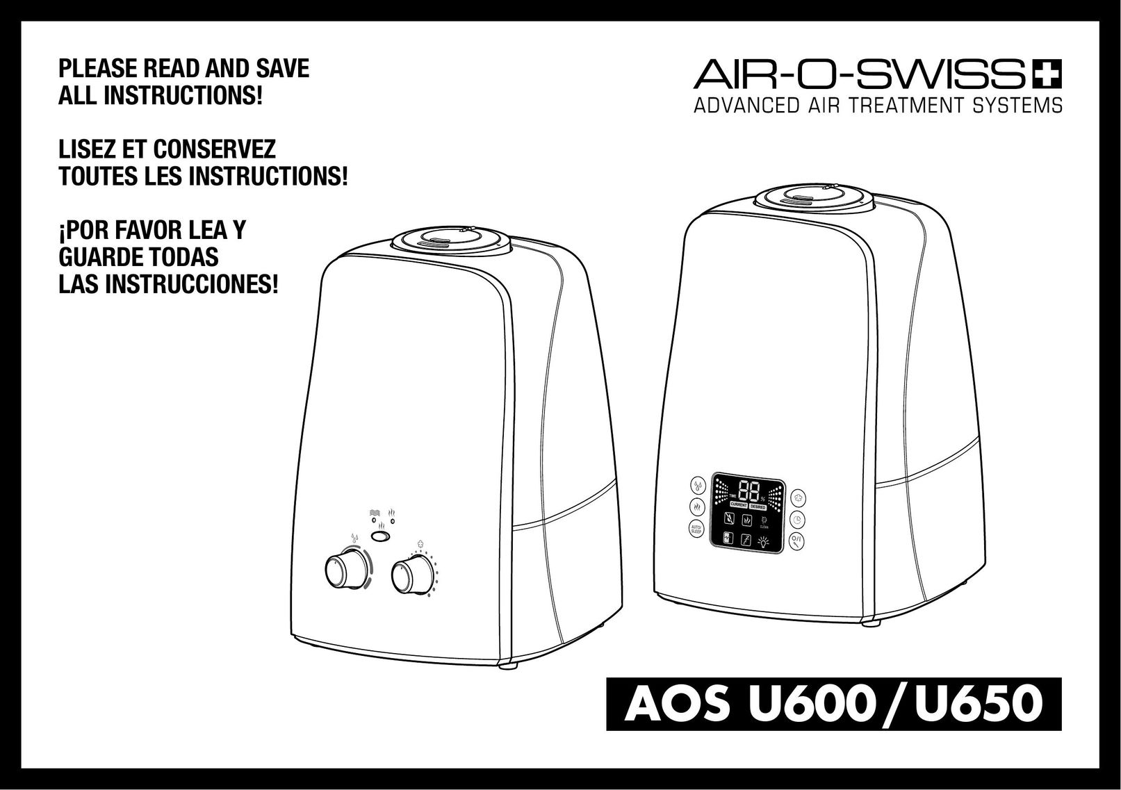 Air-O-Swiss AOSU600 Humidifier User Manual