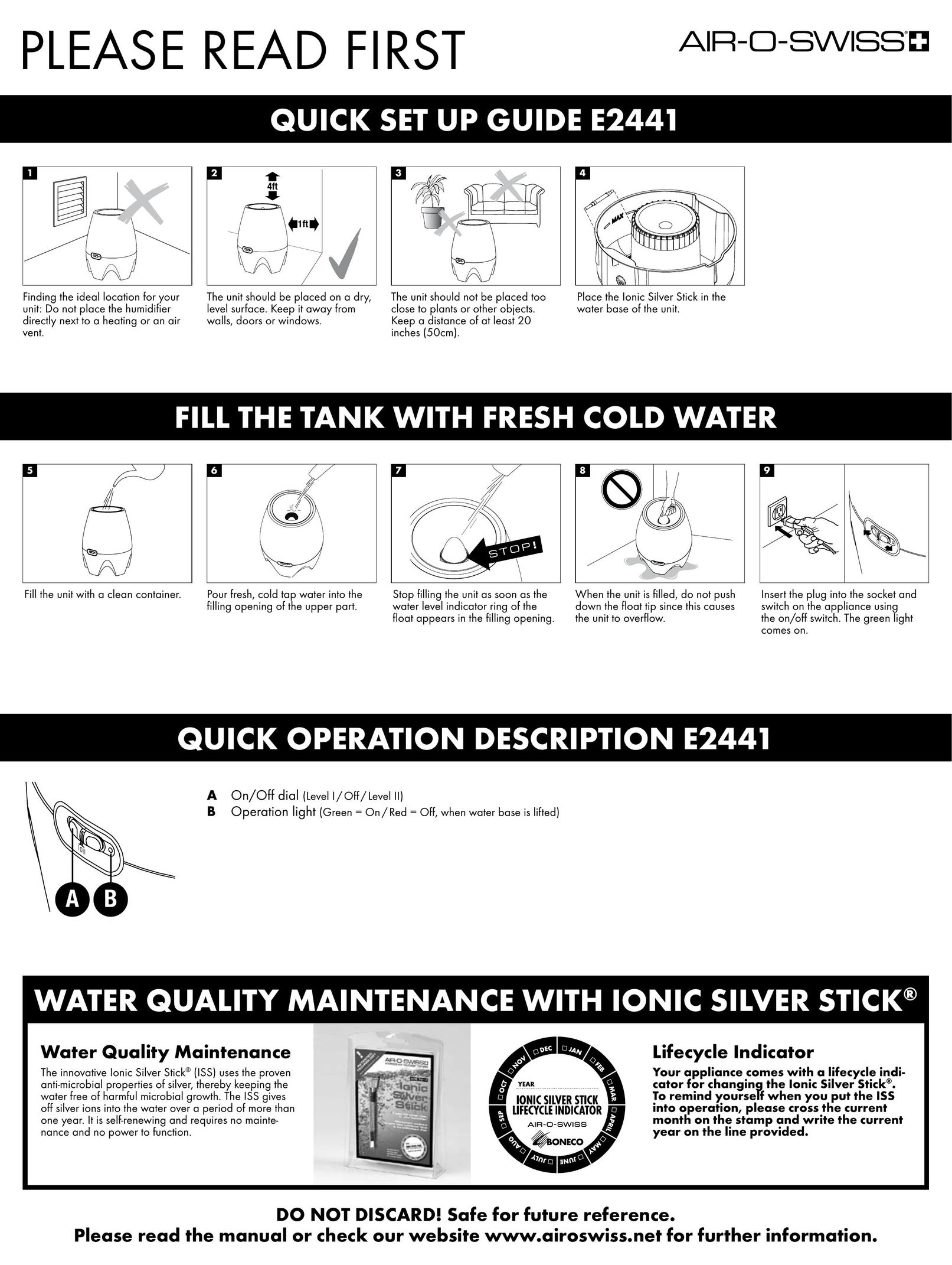 Air-O-Swiss E2441 Humidifier User Manual