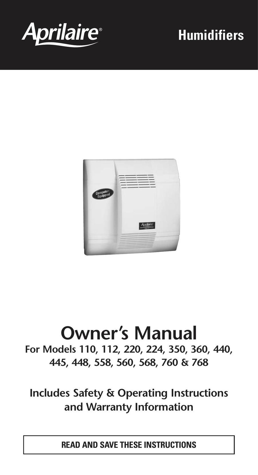 Aprilaire 110 Humidifier User Manual