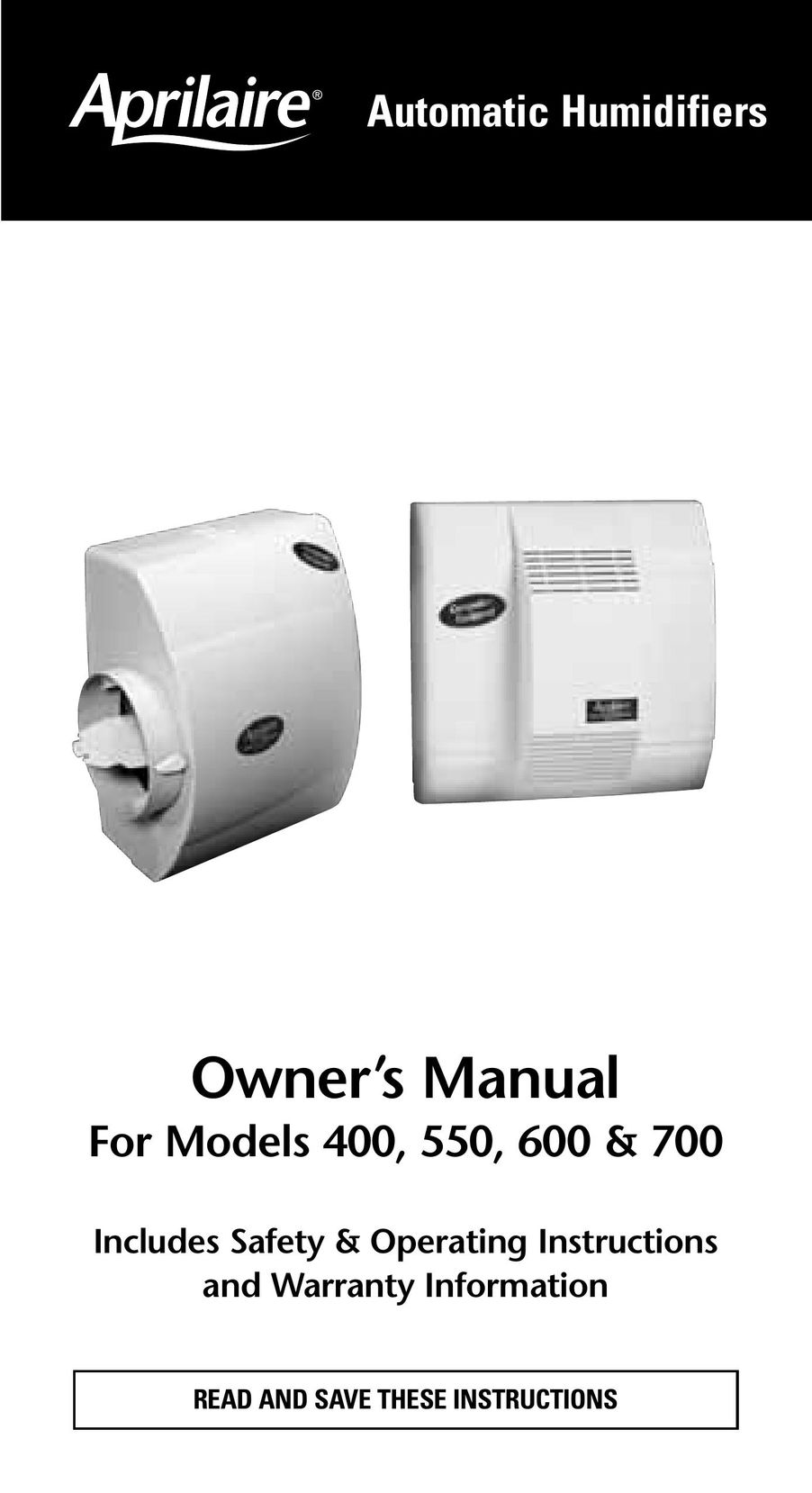 Aprilaire 400 Humidifier User Manual