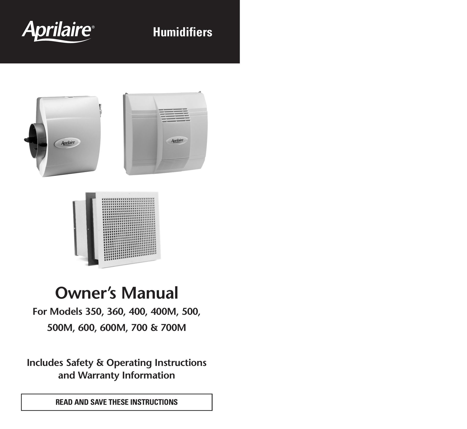Aprilaire 400m Humidifier User Manual