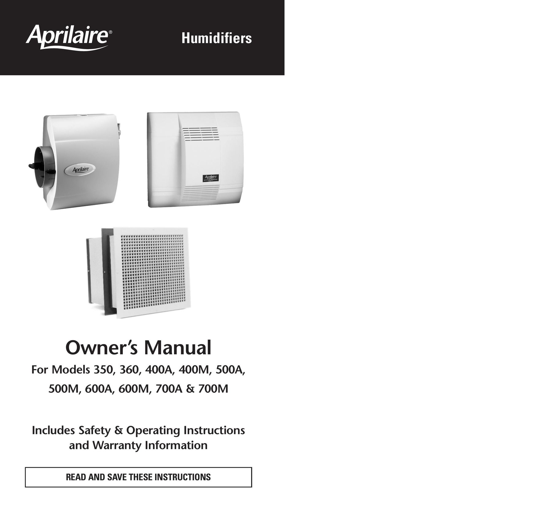 Aprilaire 500A Humidifier User Manual