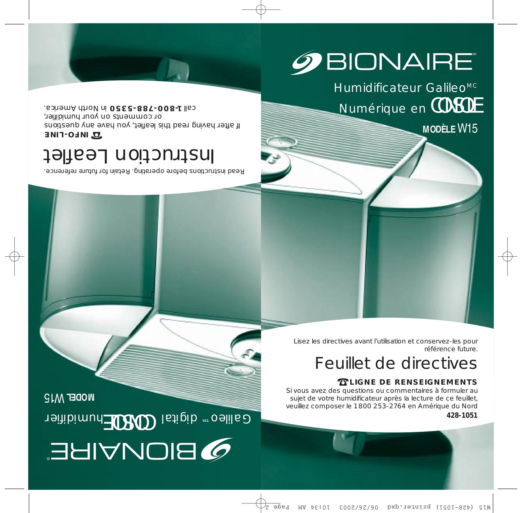 Bionaire W15 Humidifier User Manual