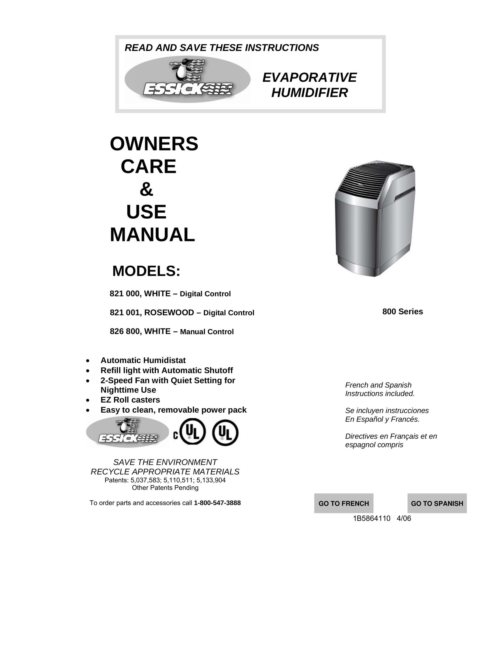 Chemex 826 800 Humidifier User Manual