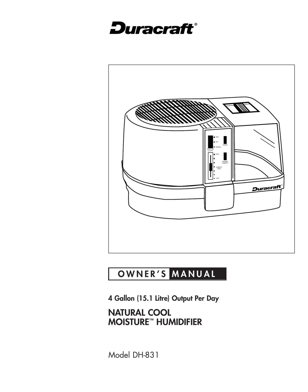 Duracraft DH-831 Humidifier User Manual