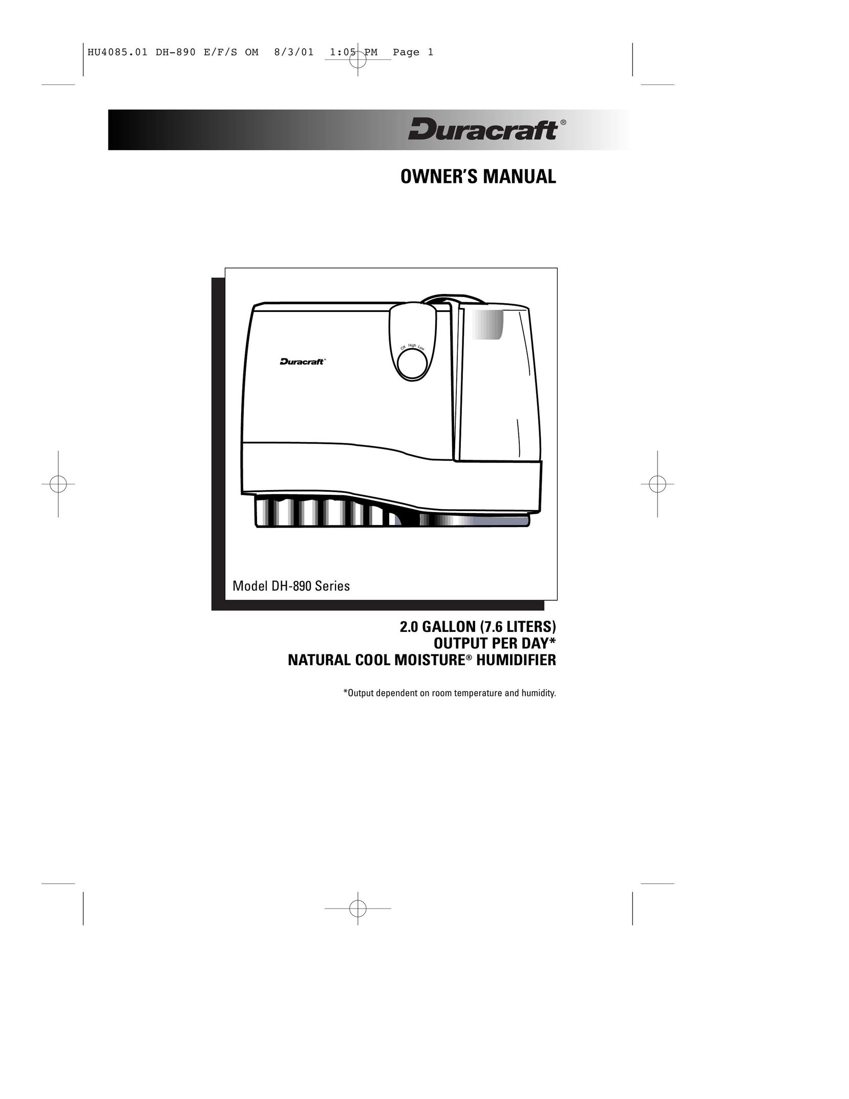 Duracraft DH-890 Humidifier User Manual