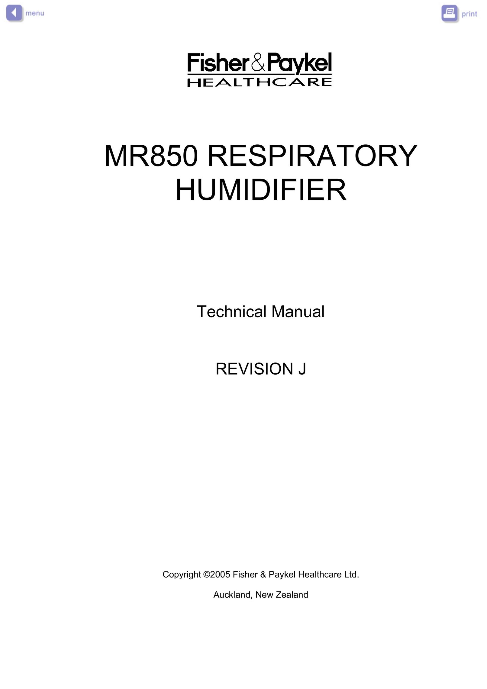 Fisher & Paykel MR850 Humidifier User Manual