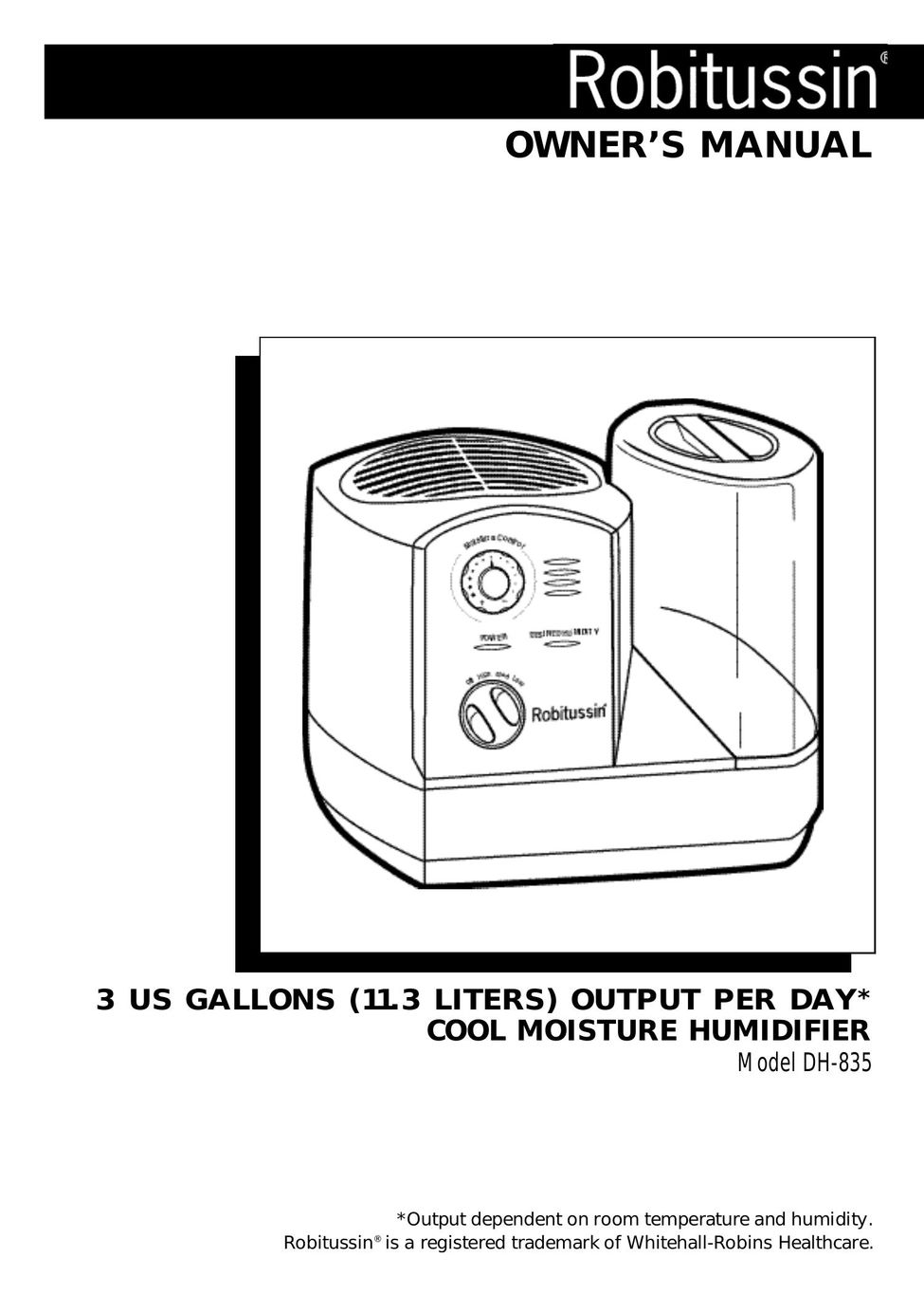 Honeywell DH-835 Humidifier User Manual