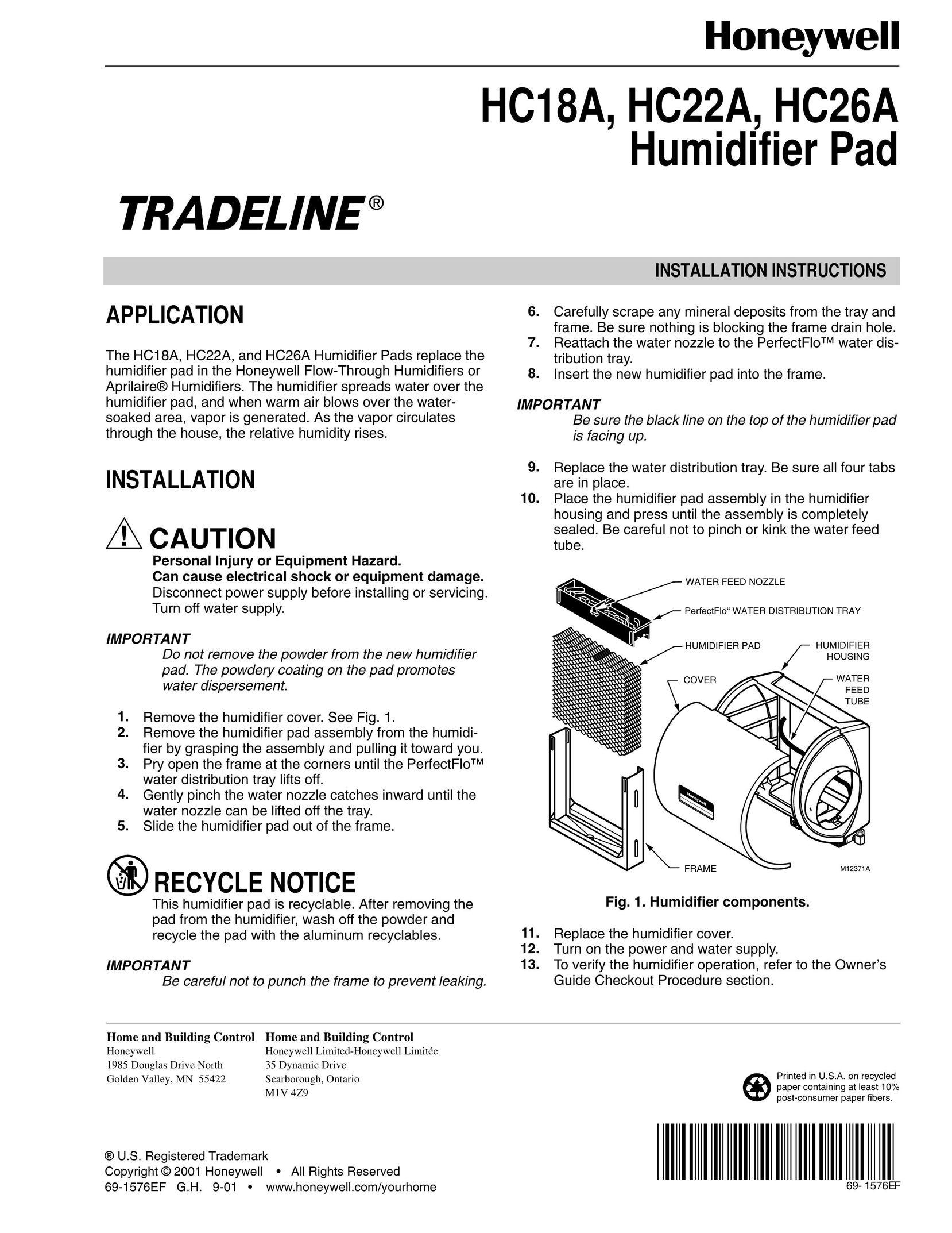 Honeywell HC18A Humidifier User Manual
