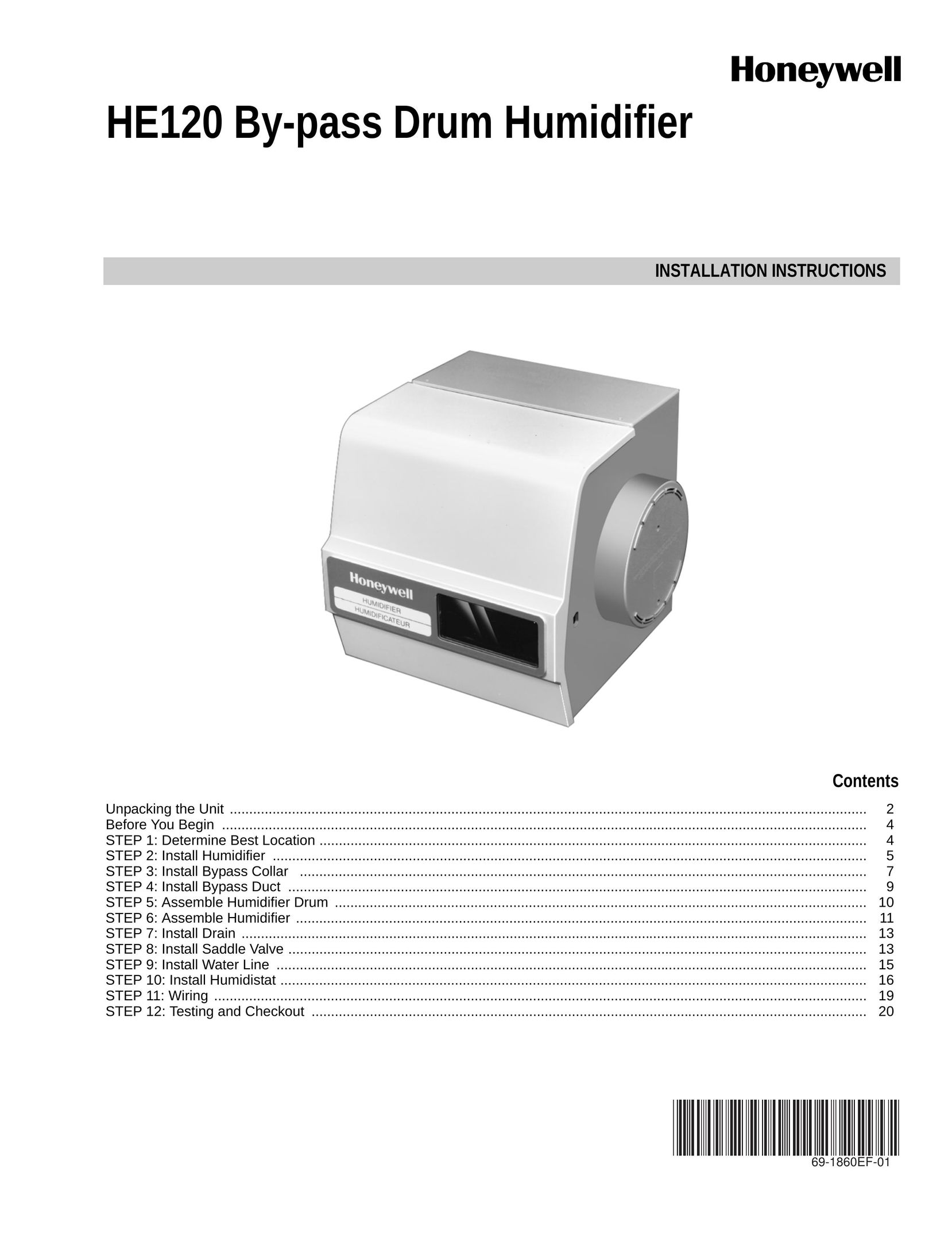 Honeywell HE120 Humidifier User Manual
