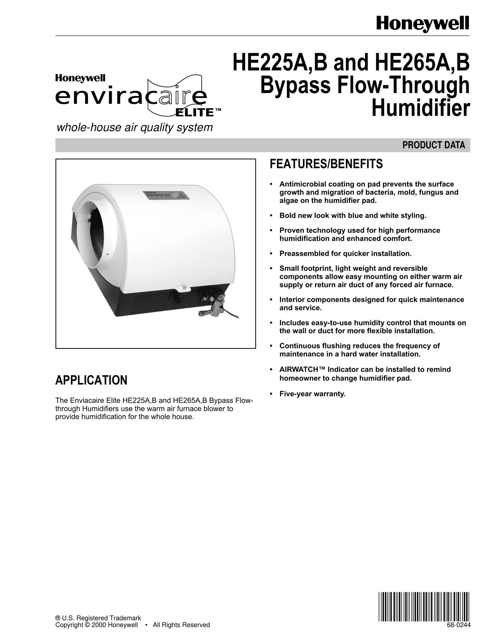 Honeywell HE225A Humidifier User Manual