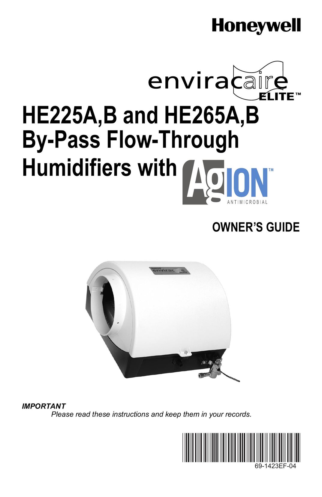 Honeywell HE265B Humidifier User Manual