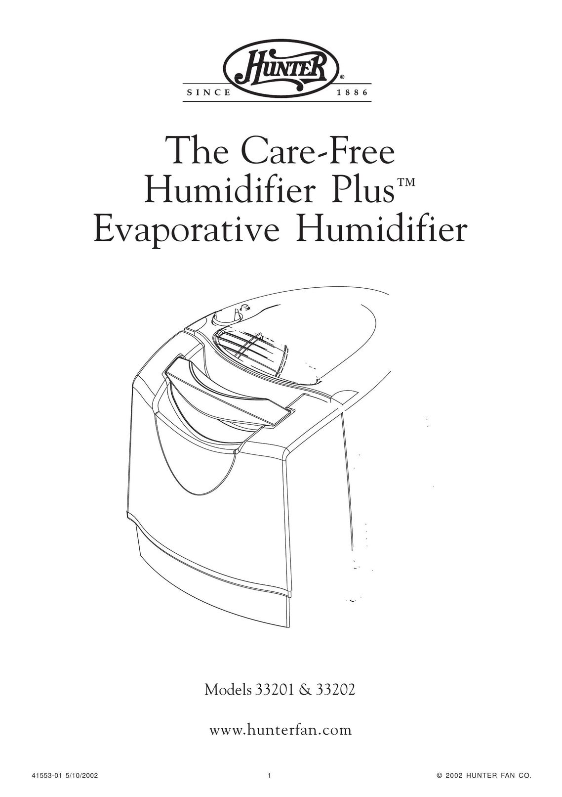 Hunter Fan 33201 Humidifier User Manual