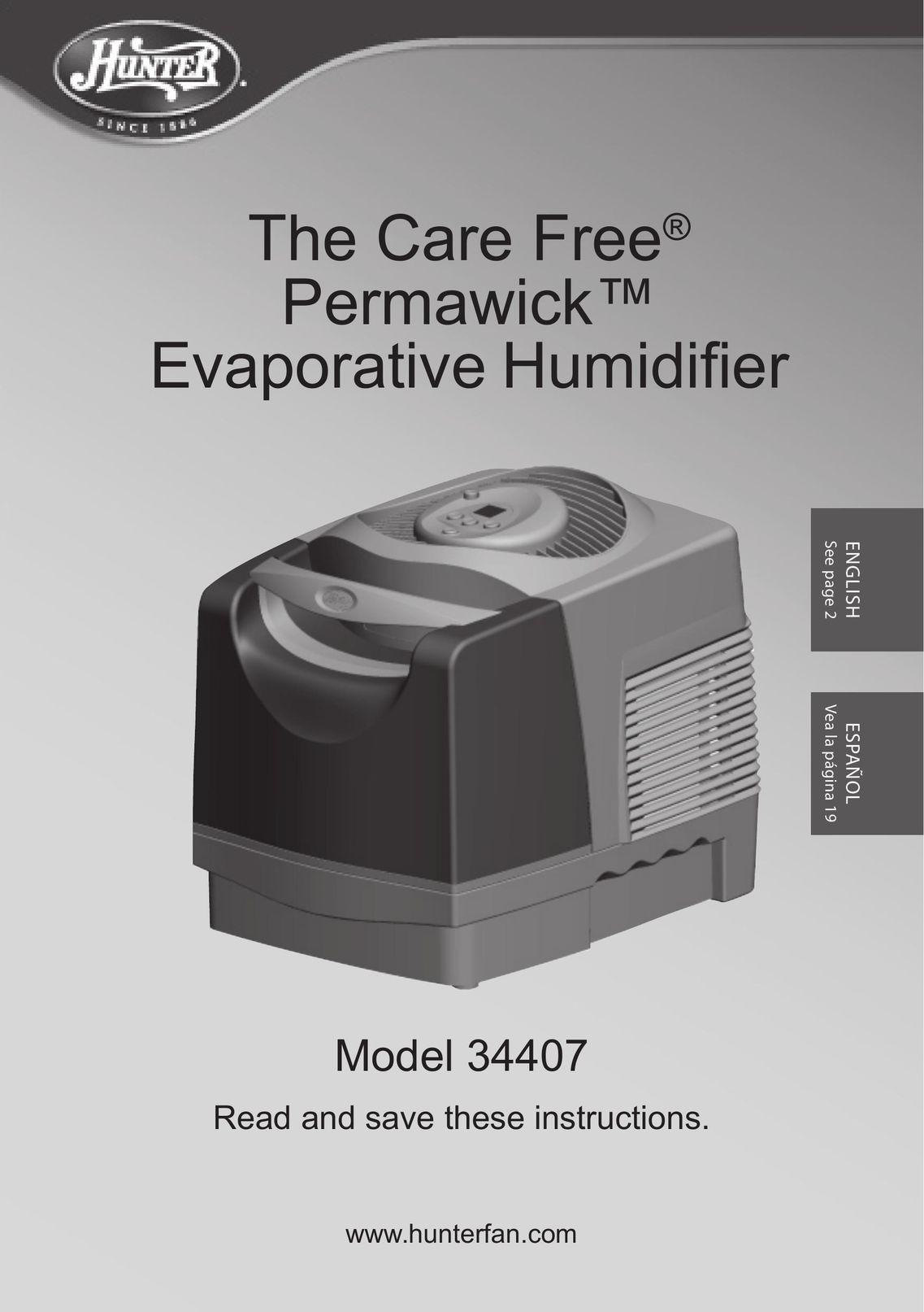 Hunter Fan 34407 Humidifier User Manual
