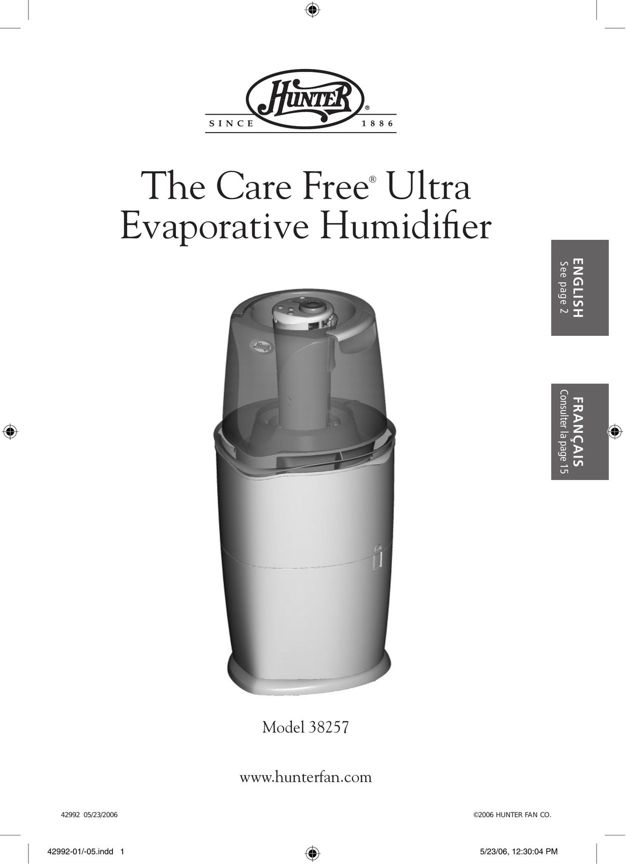 Hunter Fan 38257 Humidifier User Manual
