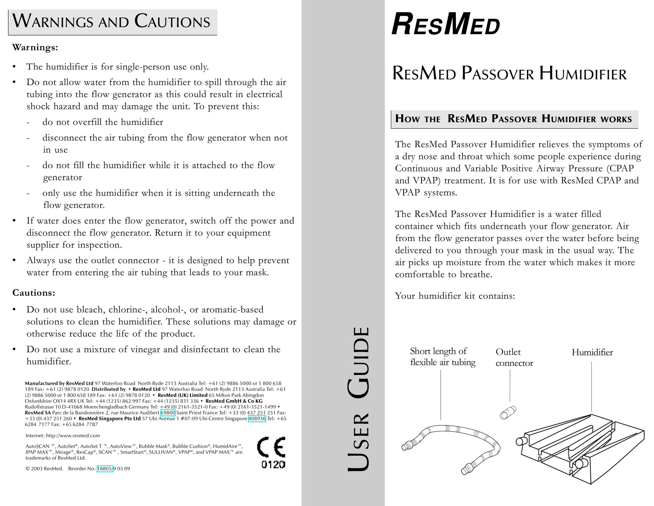 ResMed Passover Humidifier User Manual