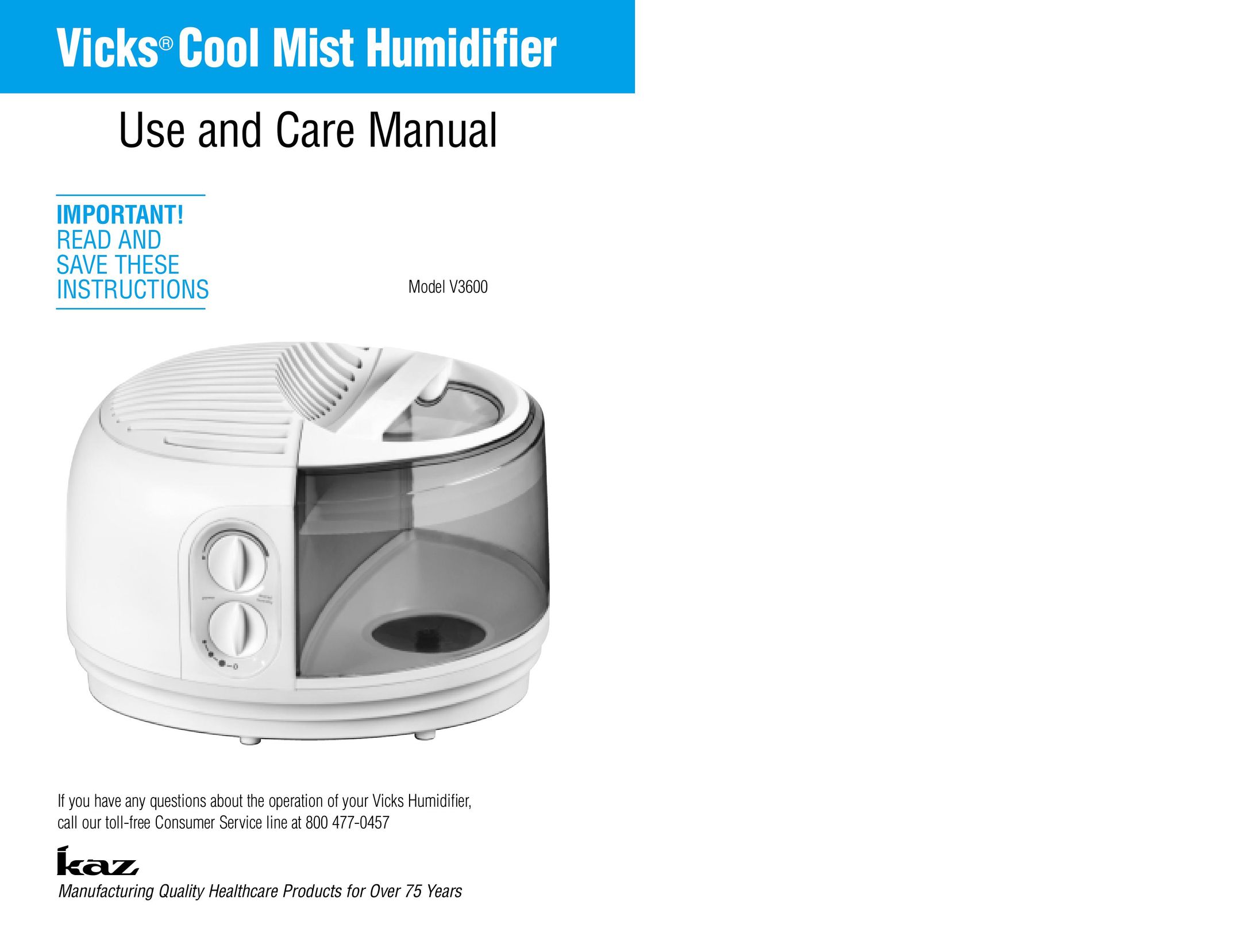 Vicks V3600 Humidifier User Manual