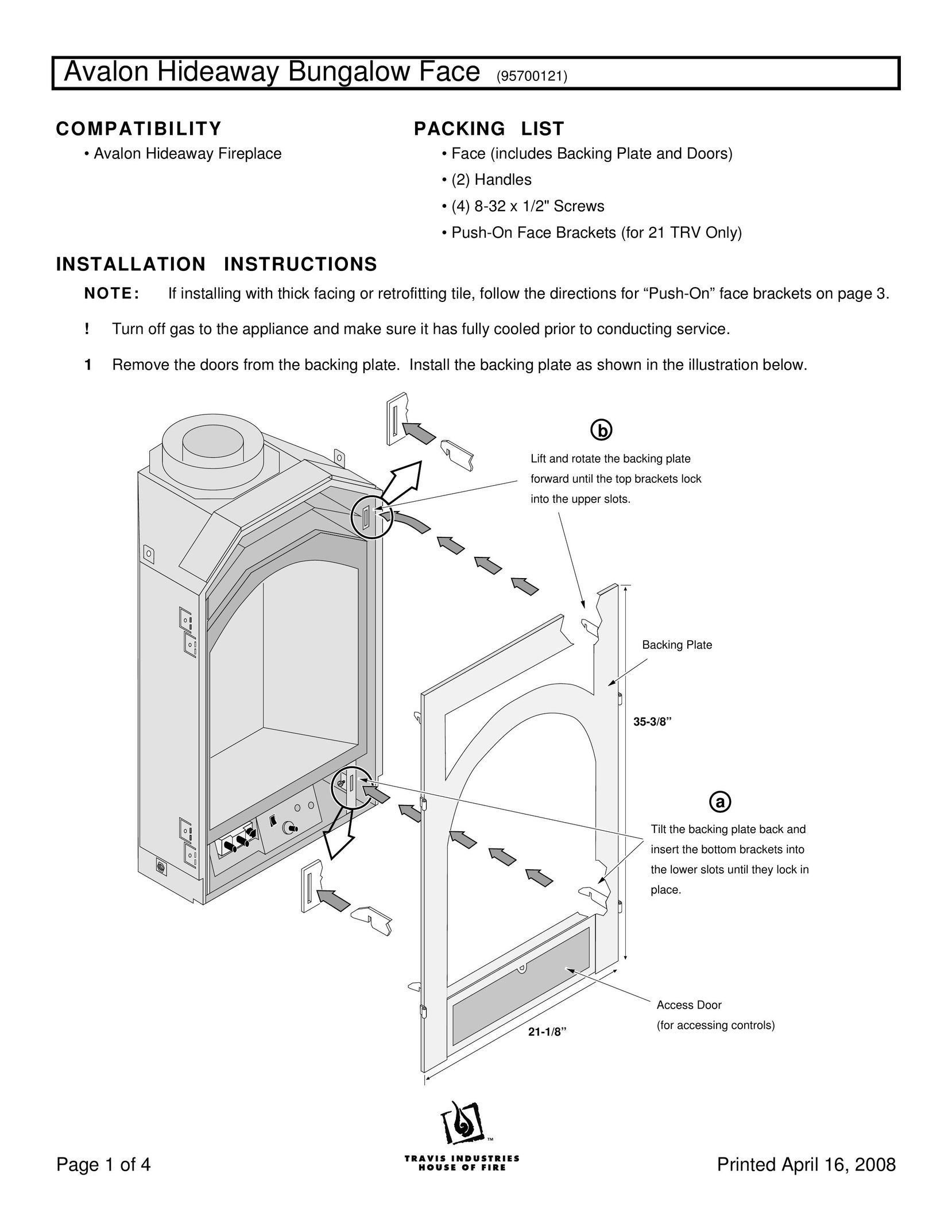 Avalon Stoves 21 TRV Indoor Fireplace User Manual