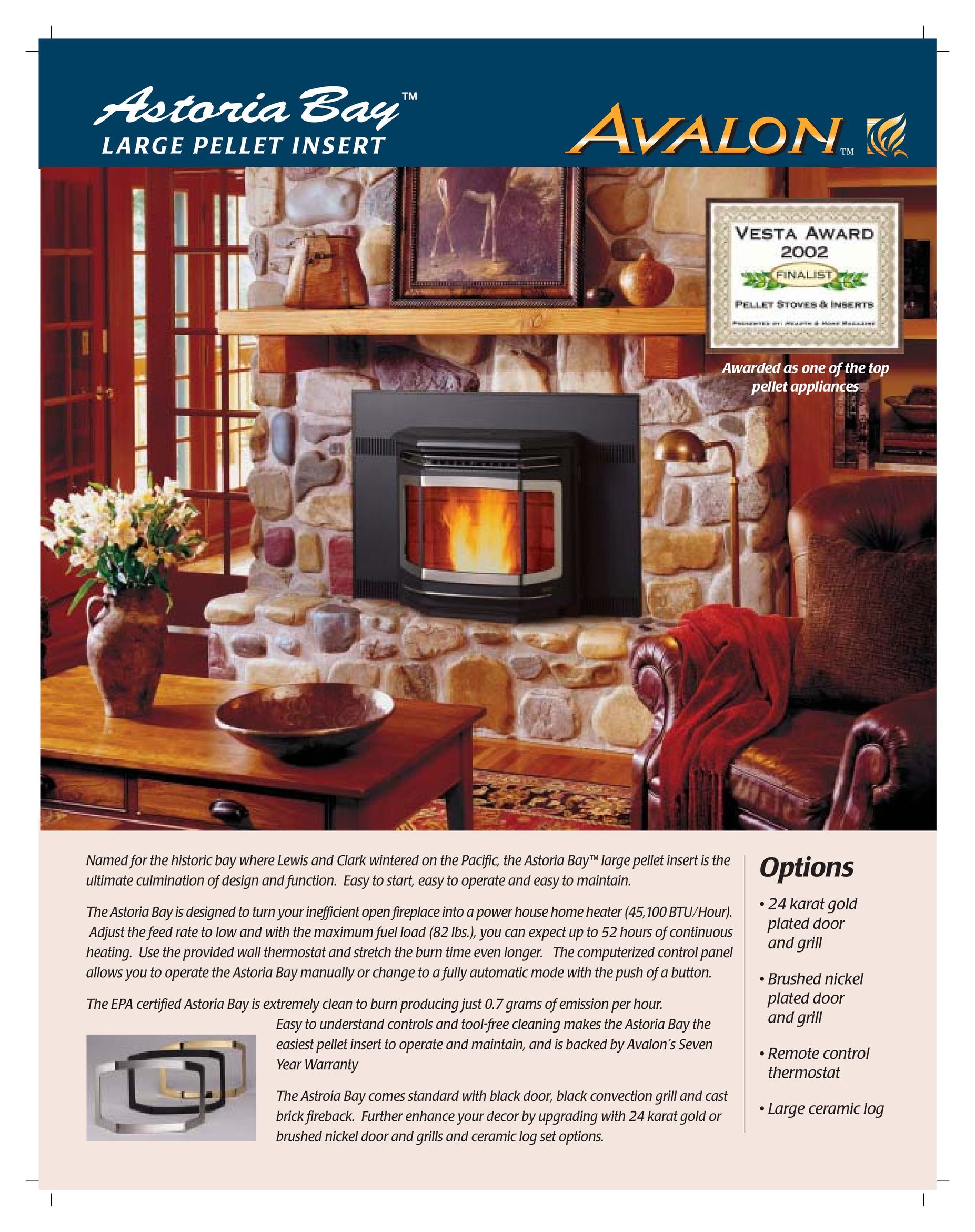 Avalon Stoves Astoria Bay Indoor Fireplace User Manual