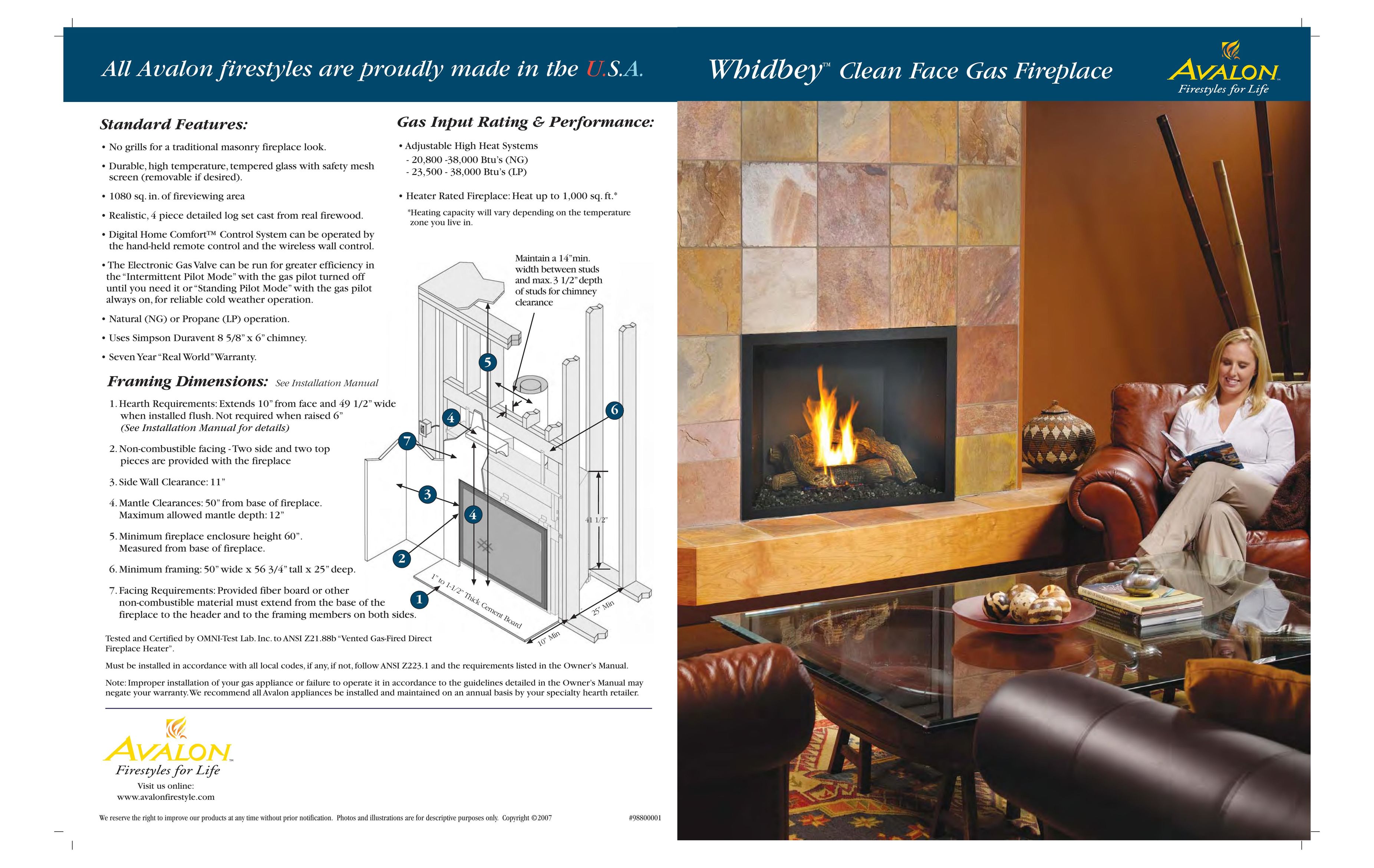 Avalon Stoves Whidbey Indoor Fireplace User Manual