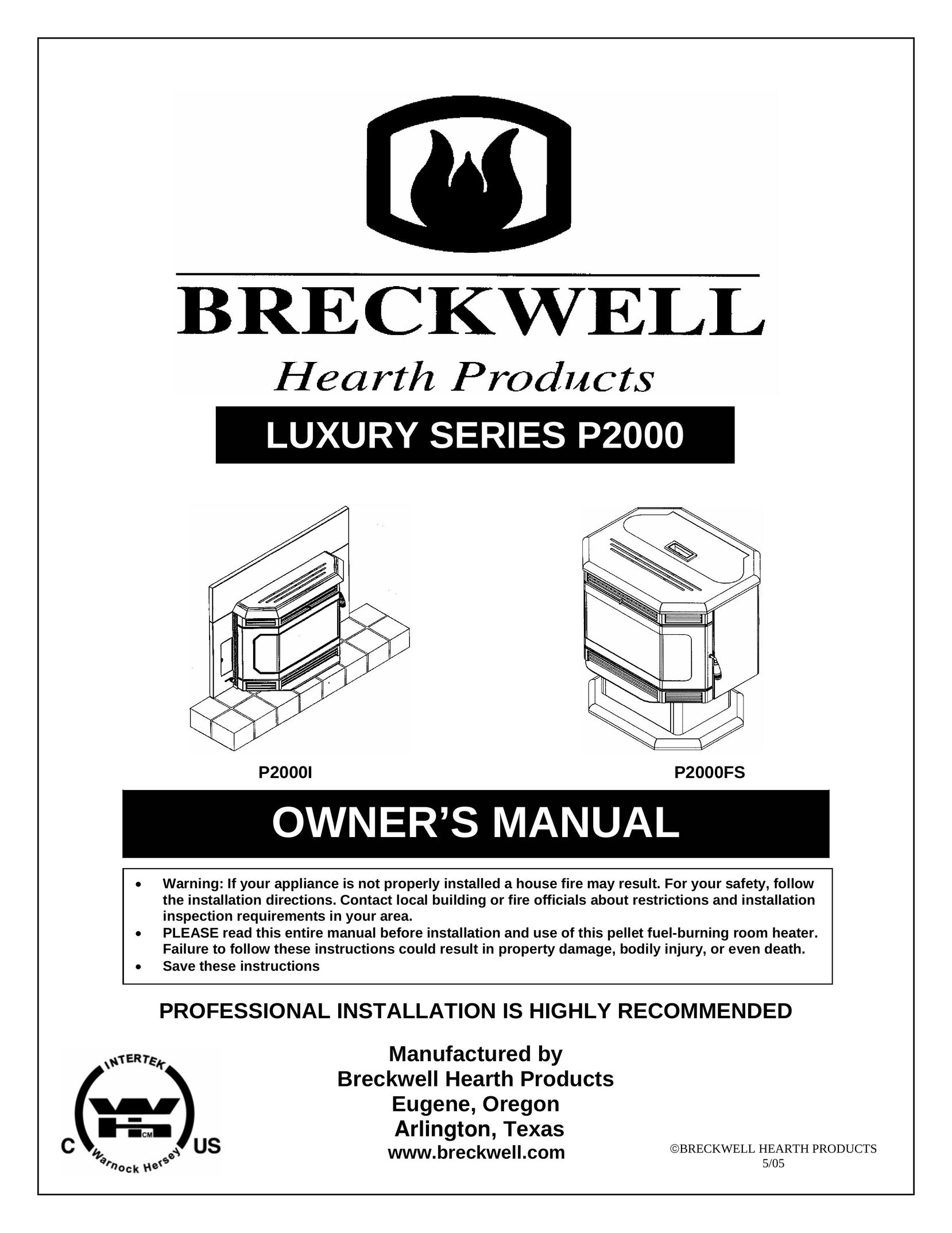 Breckwell P2000I Indoor Fireplace User Manual