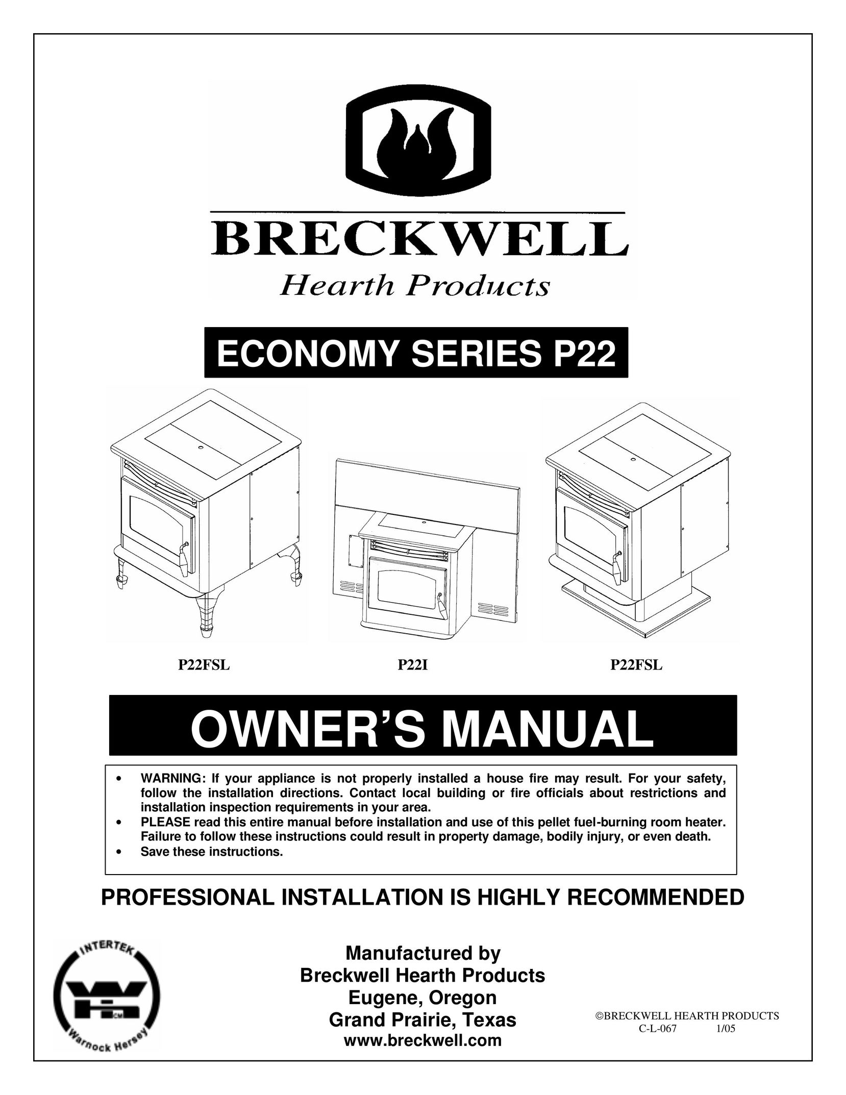 Breckwell P22FSL Indoor Fireplace User Manual