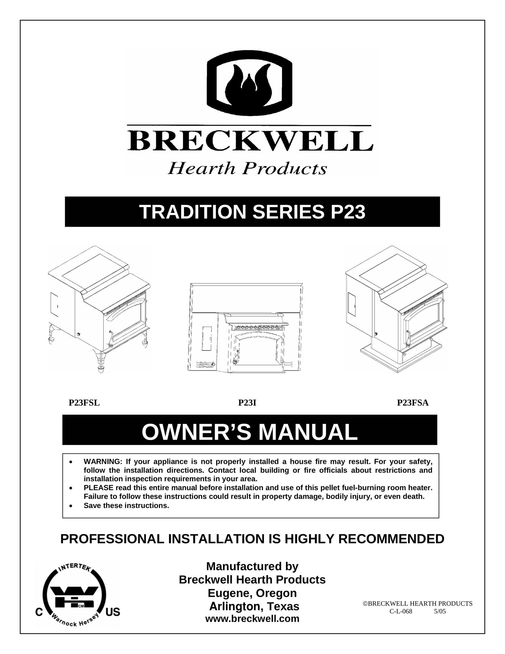 Breckwell P23FSA Indoor Fireplace User Manual