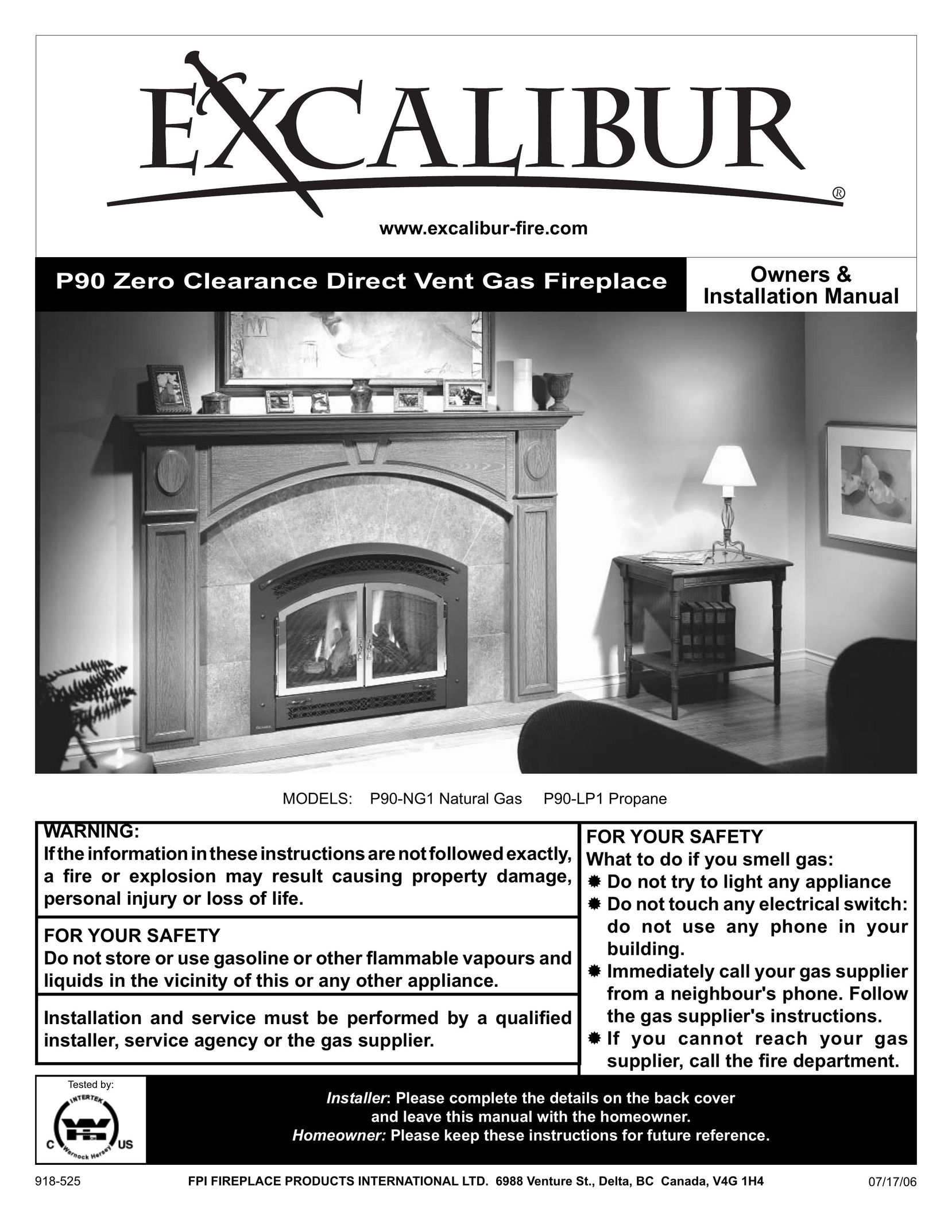 CarAlarms.com P90-NG1 Indoor Fireplace User Manual