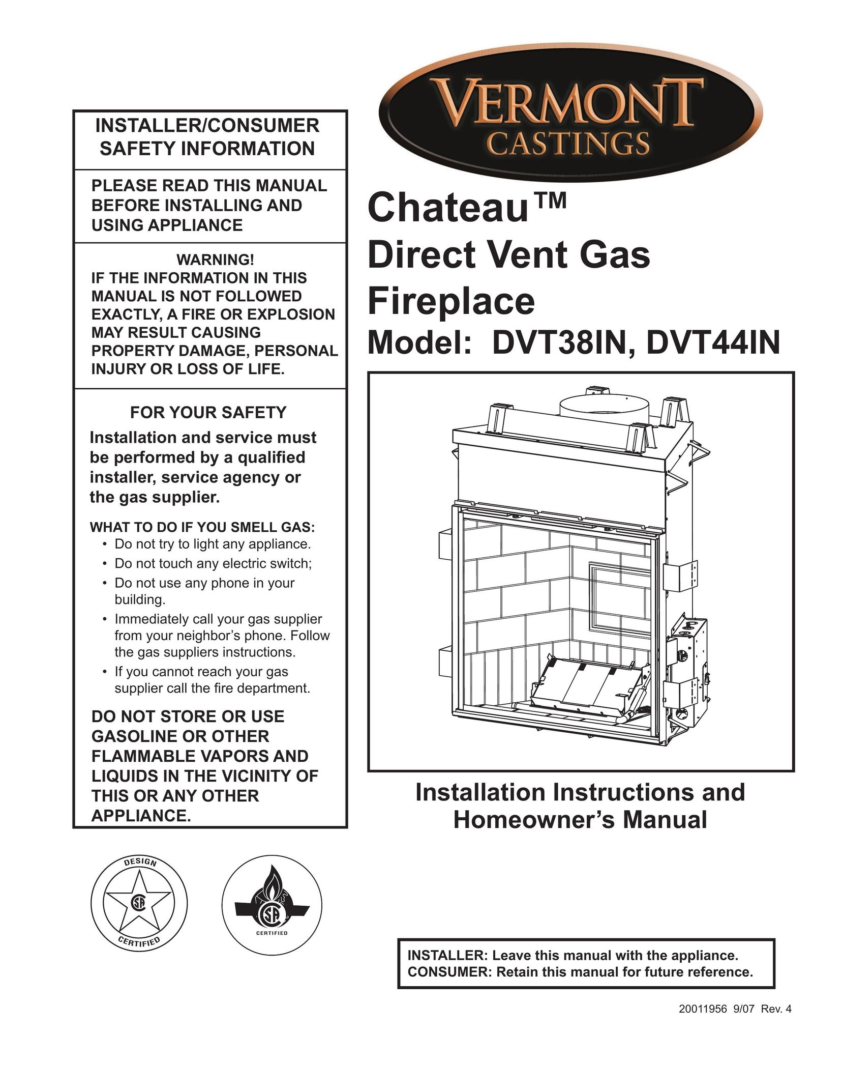CFM Corporation DVT38IN Indoor Fireplace User Manual