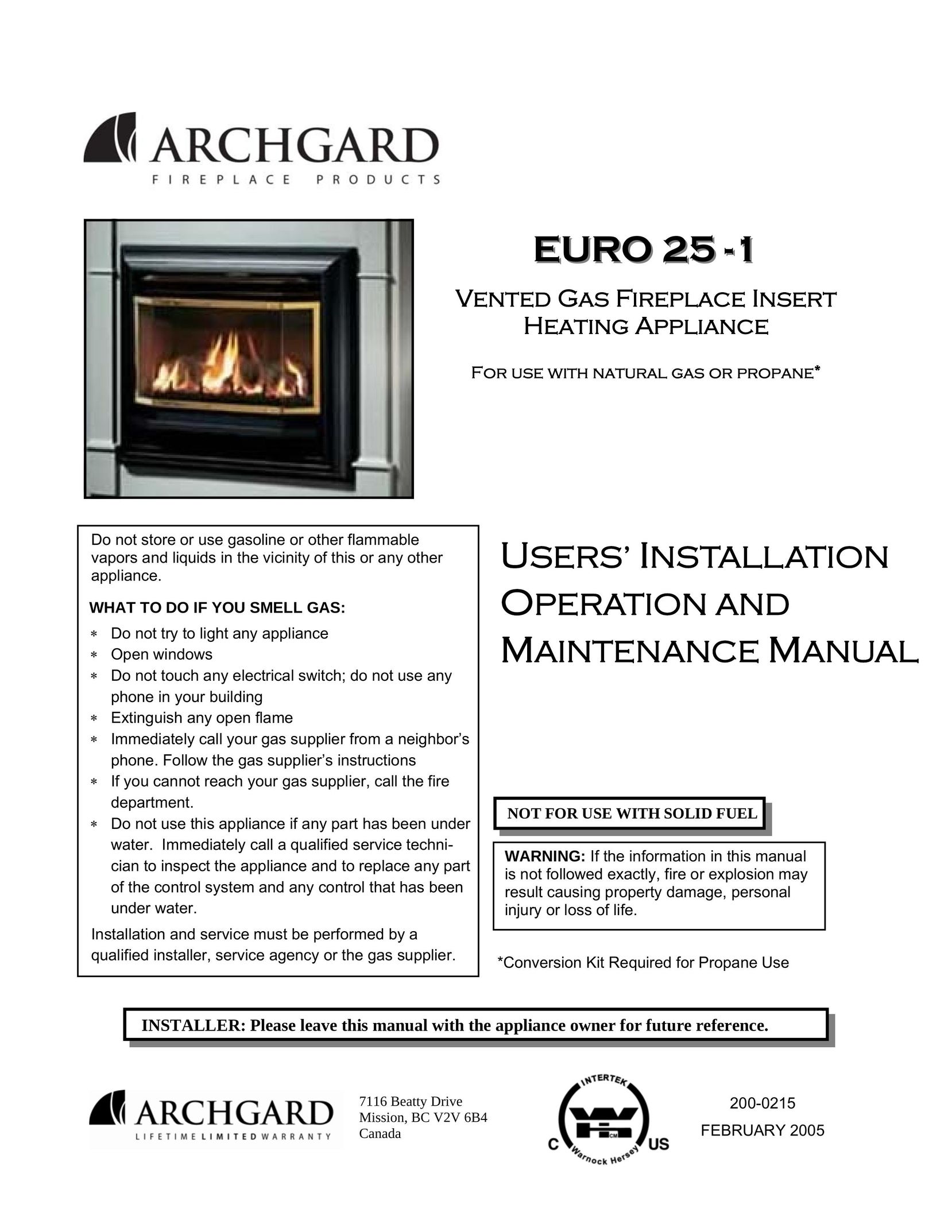 Delkin Devices EI - 25-1 Indoor Fireplace User Manual
