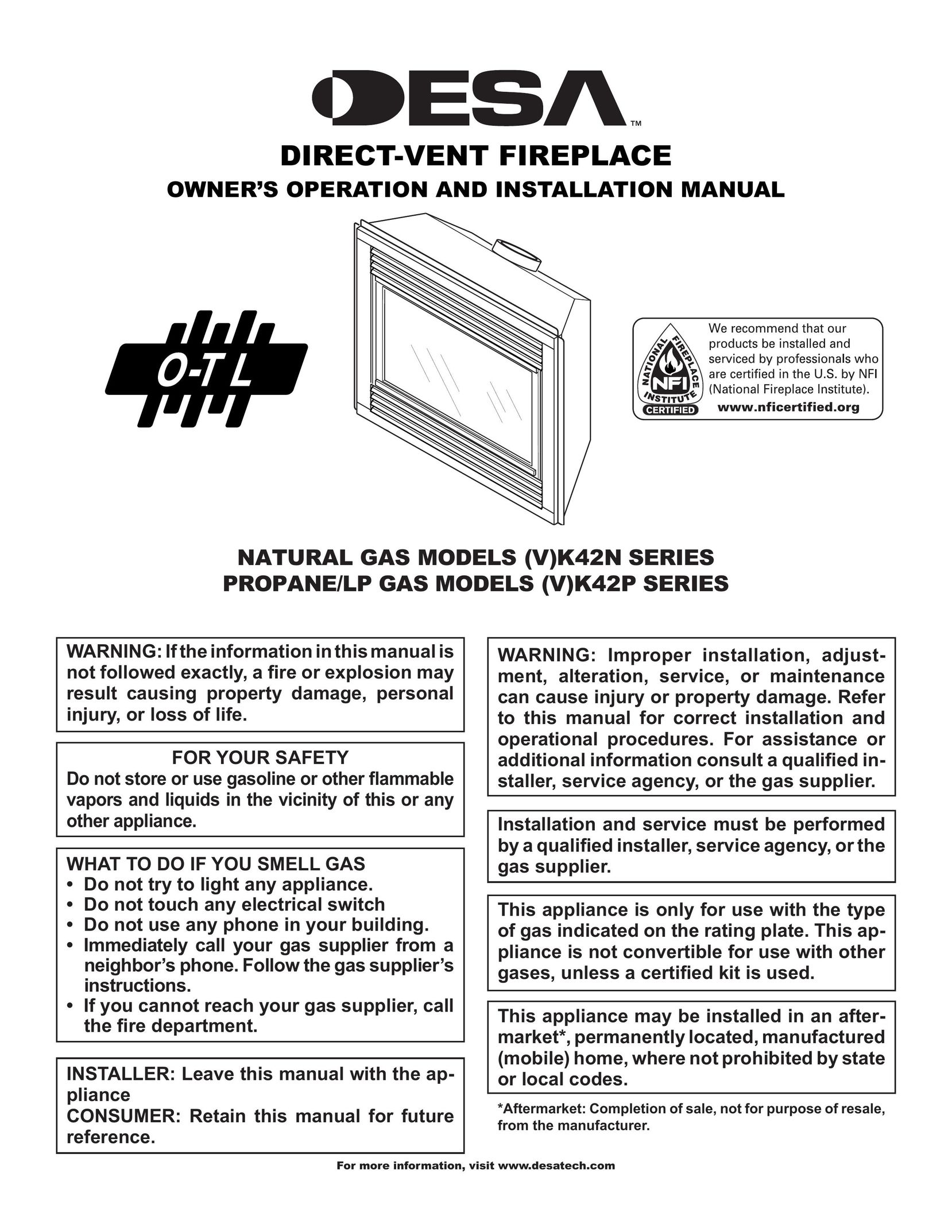 Desa (V)K42P Indoor Fireplace User Manual