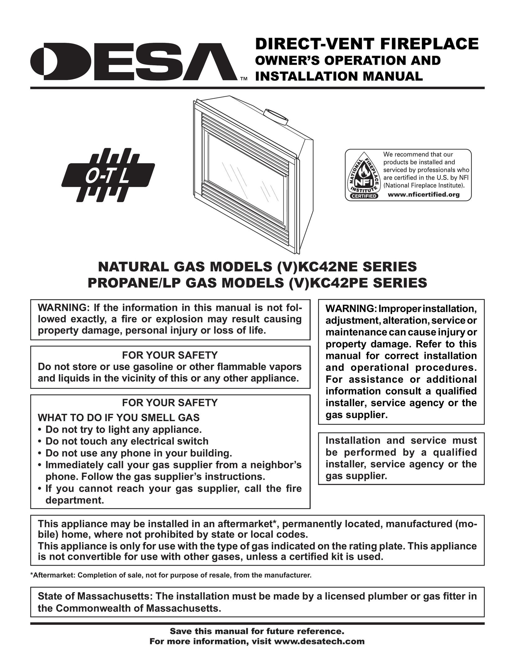 Desa (V)KC42NE SERIE Indoor Fireplace User Manual