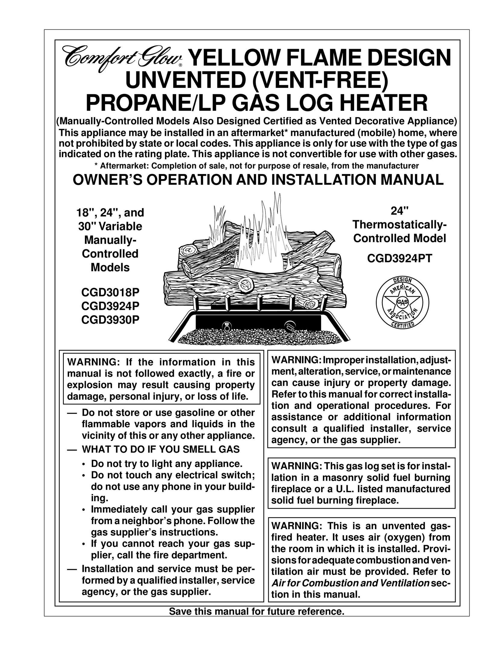 Desa Tech CGD3018P Indoor Fireplace User Manual