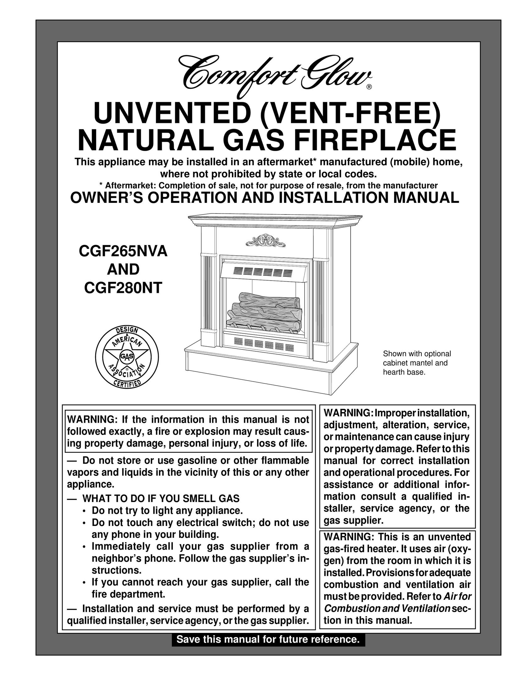 Desa Tech CGF280NT Indoor Fireplace User Manual