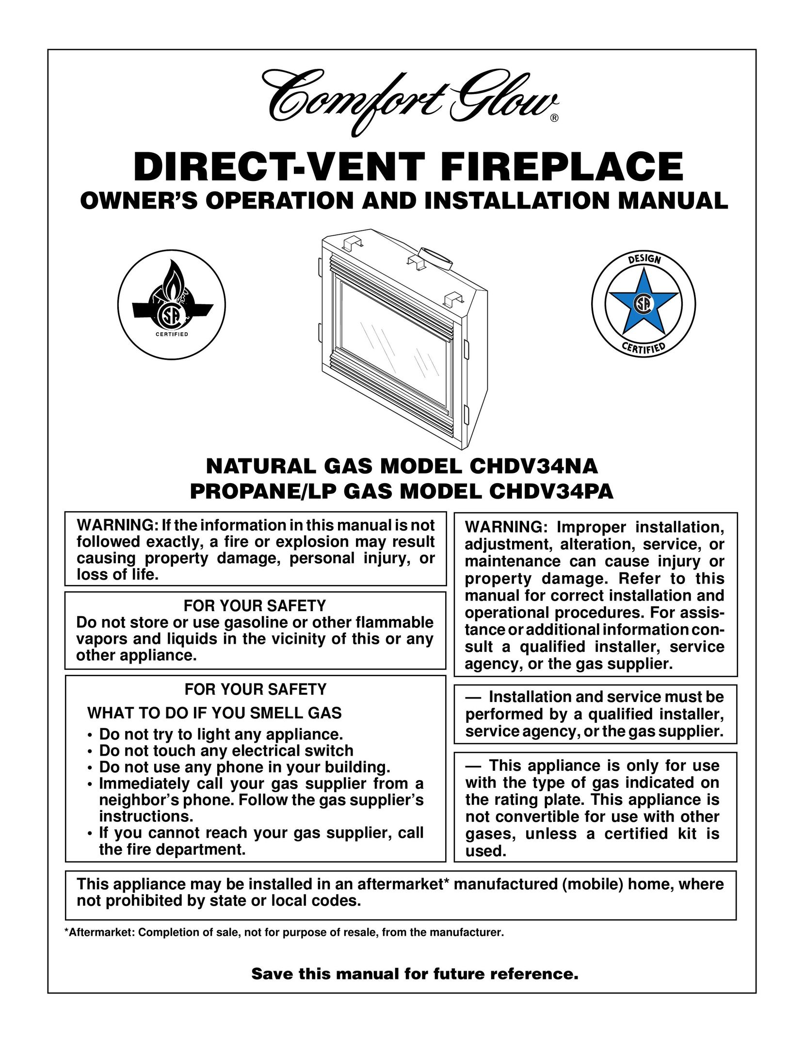 Desa Tech CHDV34PA Indoor Fireplace User Manual