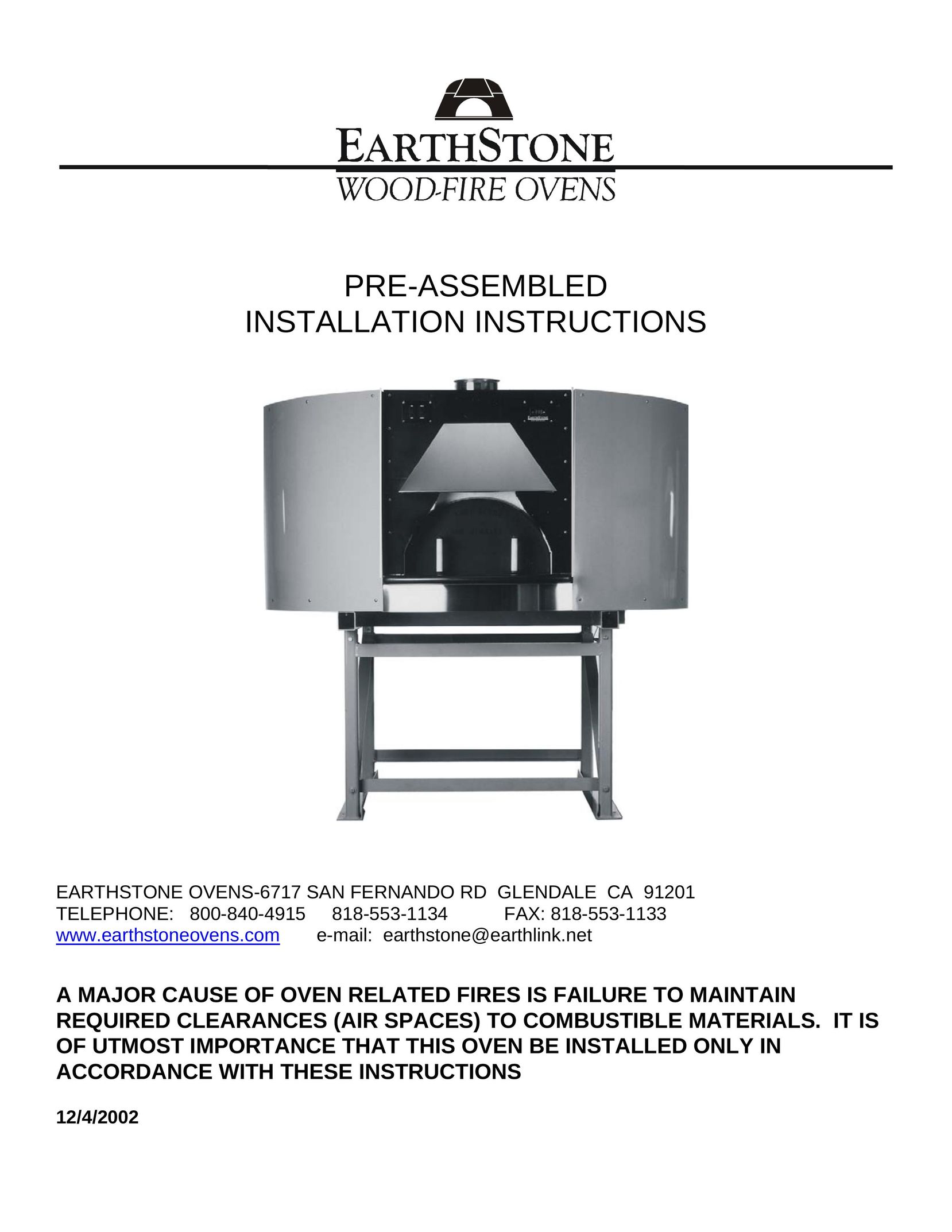 EarthStone woofire oven Indoor Fireplace User Manual