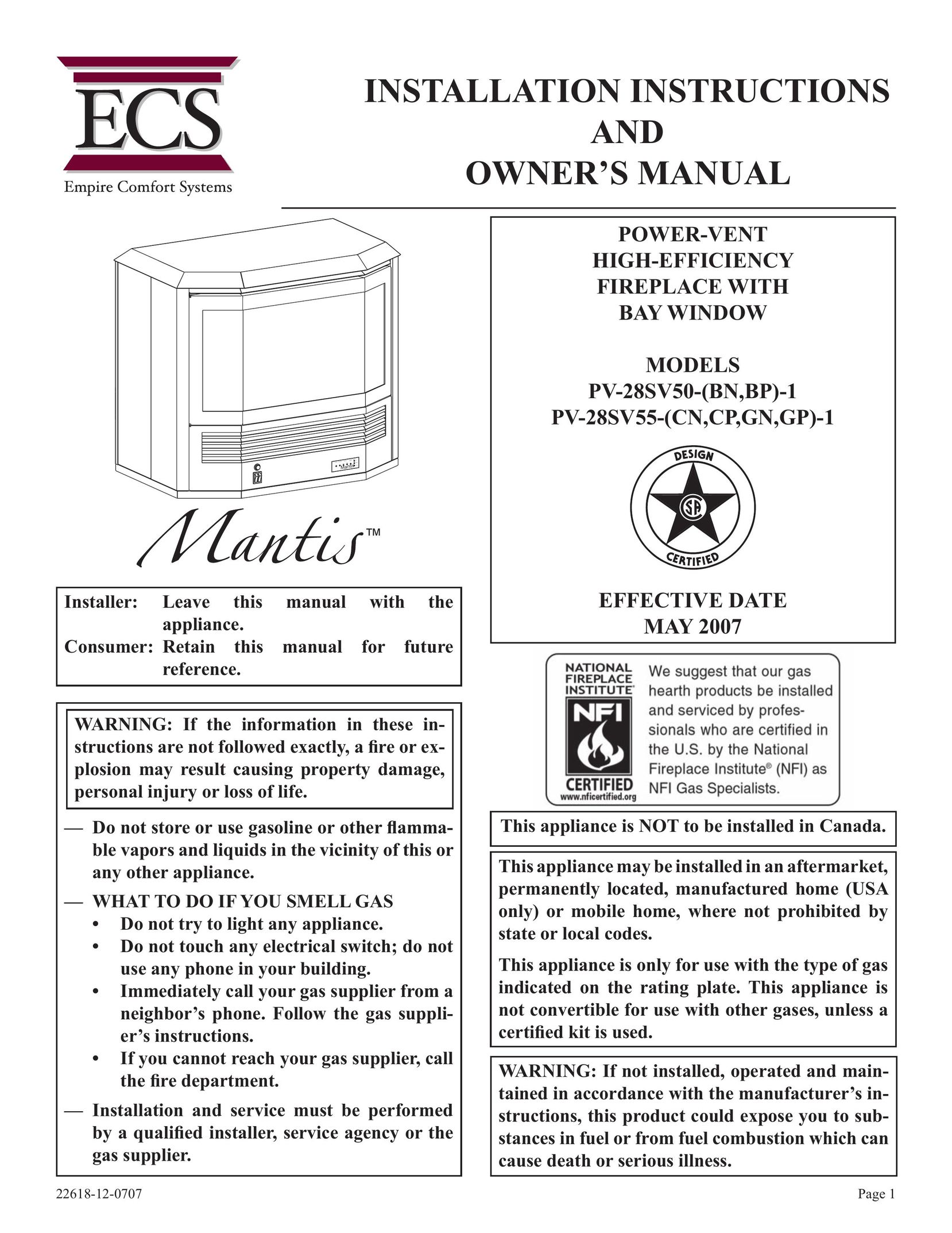 Elitegroup PV-28SV50-(BN,BP)-1 Indoor Fireplace User Manual