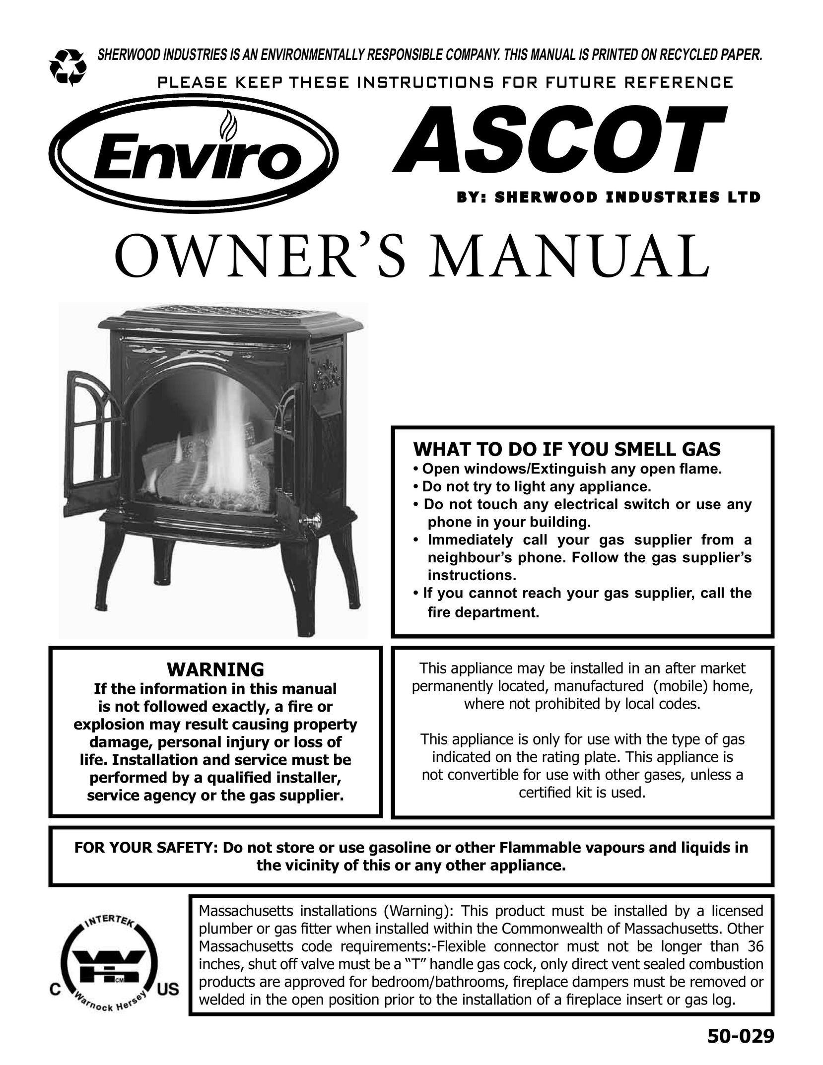 Enviro 50-029 Indoor Fireplace User Manual