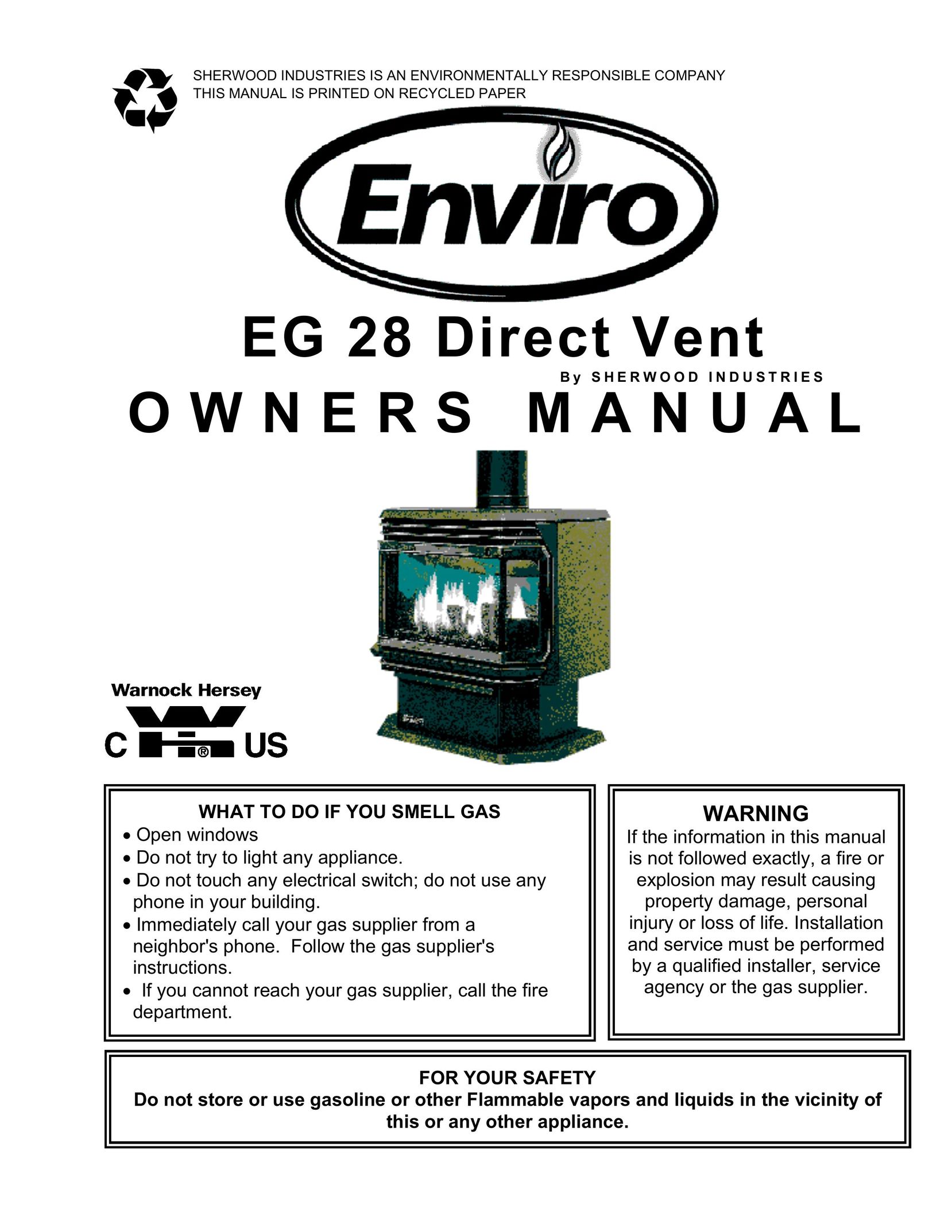 Enviro EG 28 Indoor Fireplace User Manual