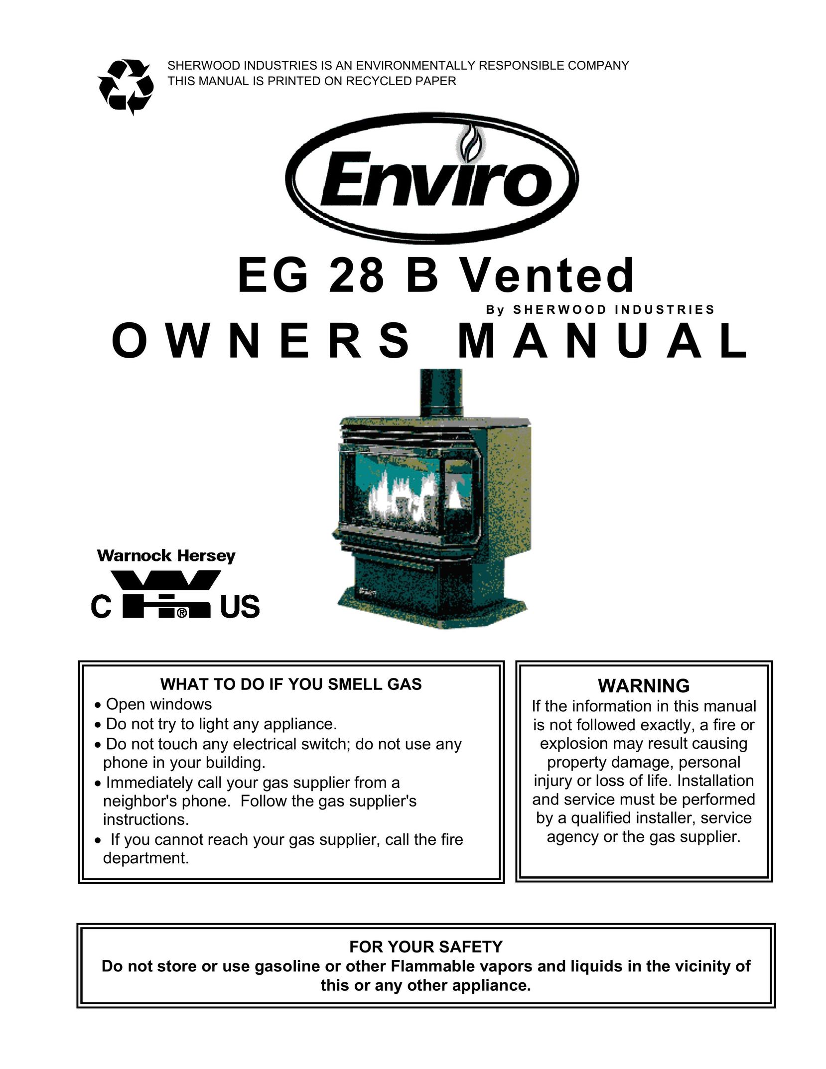 Enviro EG 28 B Indoor Fireplace User Manual