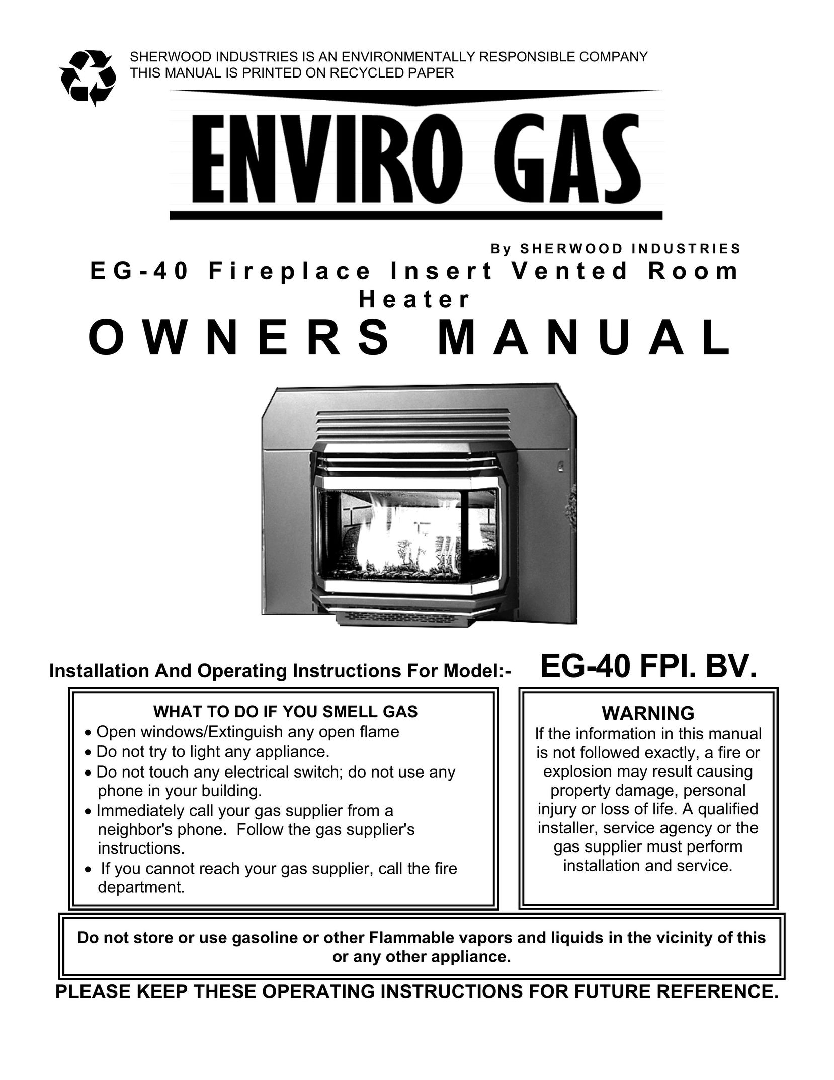 Enviro EG-40 Indoor Fireplace User Manual
